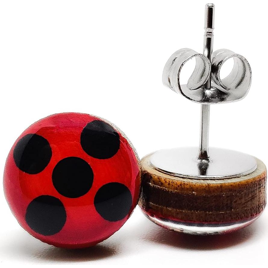 Pendientes de Stud Hechos a Mano Candi Cove 10 mm Mariquita