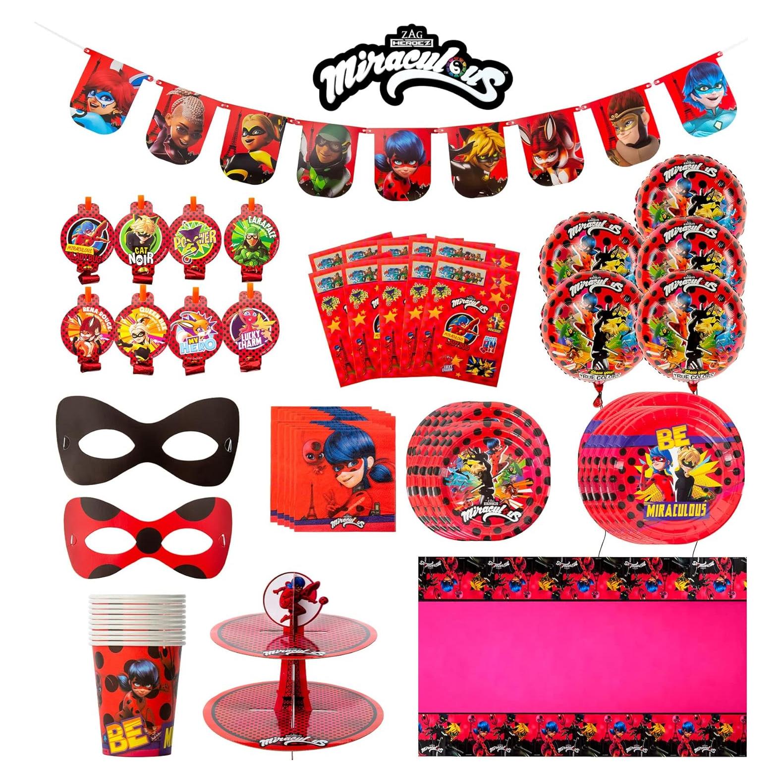 Kit de Fiesta Temático Miraculous Ladybug - 100 Piezas