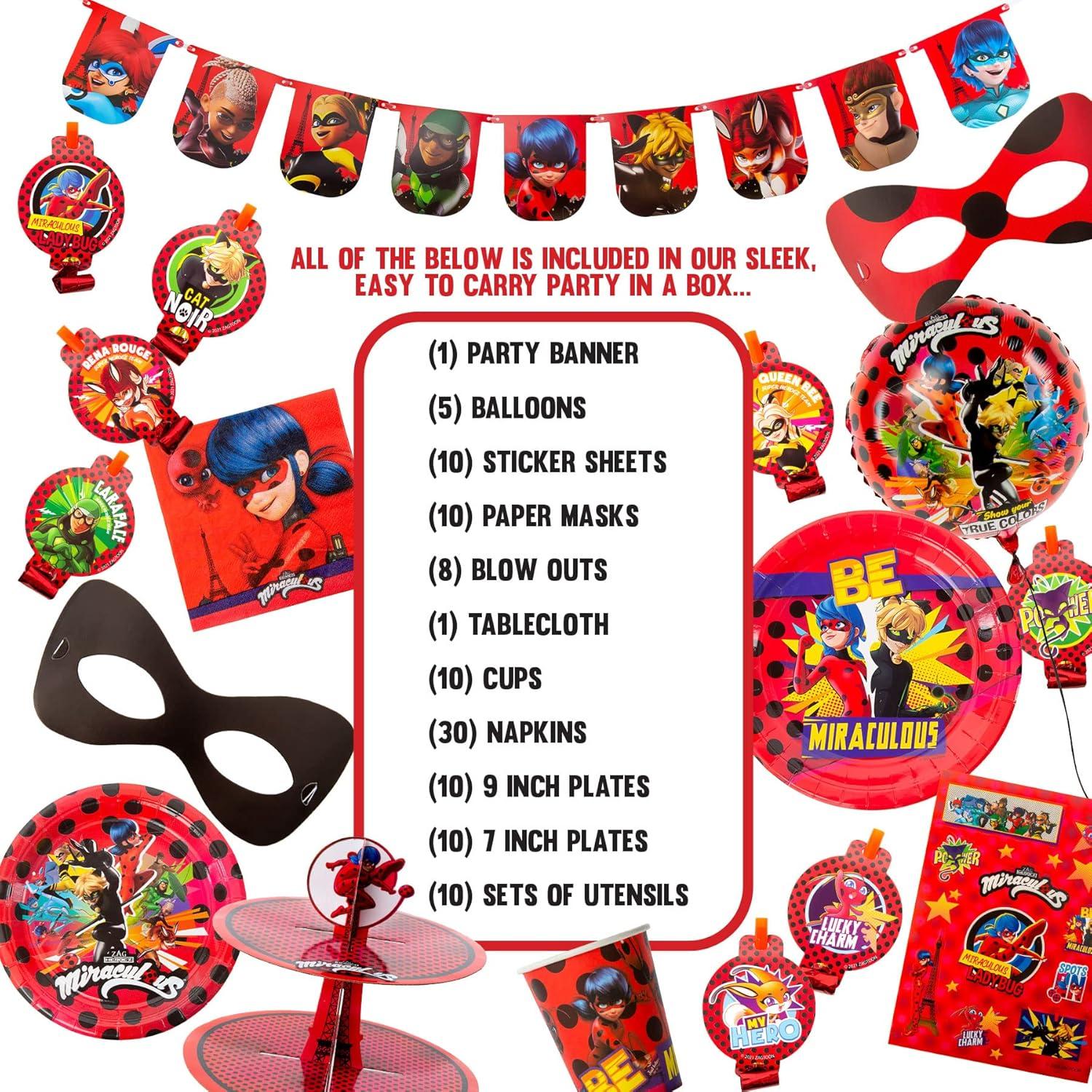Kit de Fiesta Temático Miraculous Ladybug - 100 Piezas