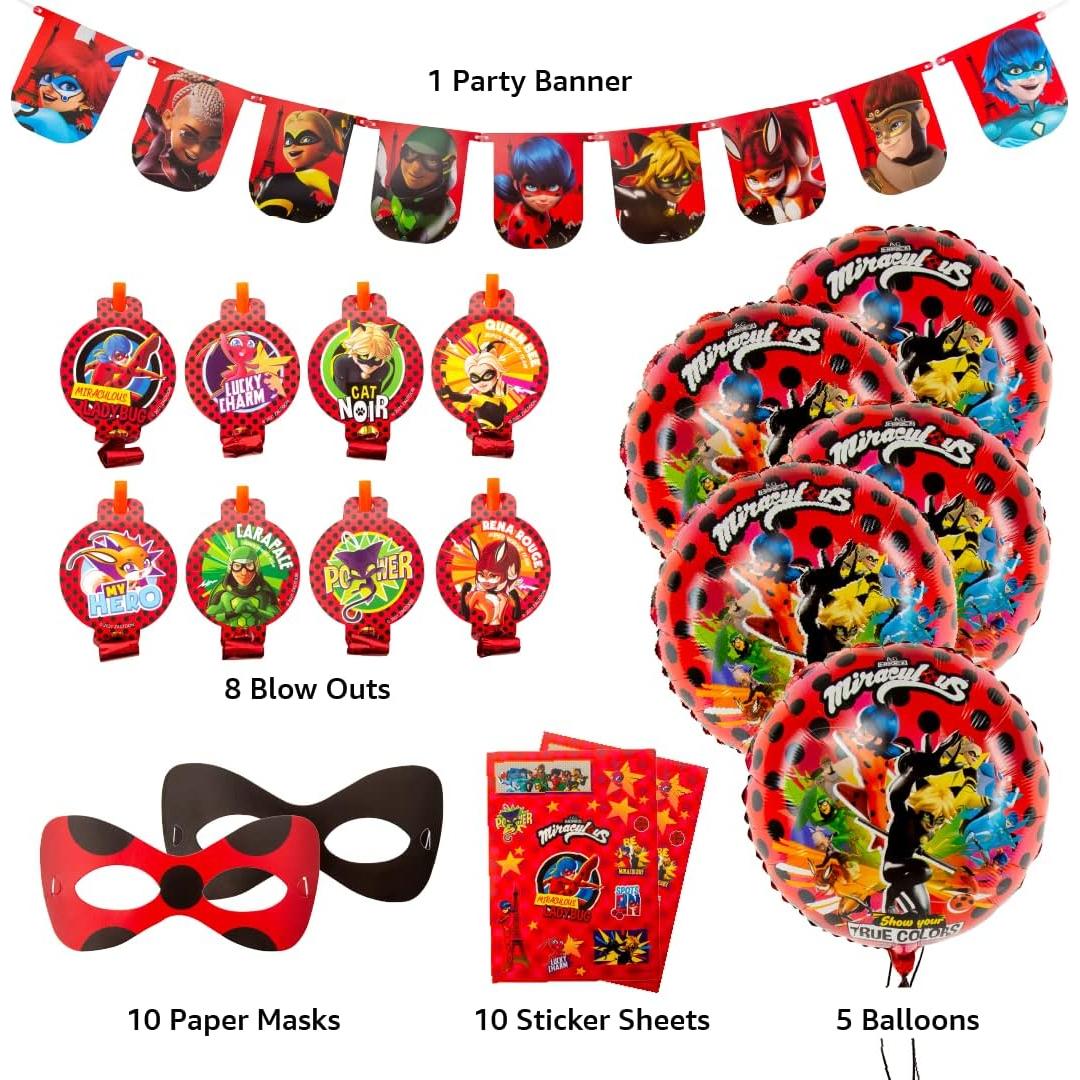 Kit de Fiesta Temático Miraculous Ladybug - 100 Piezas
