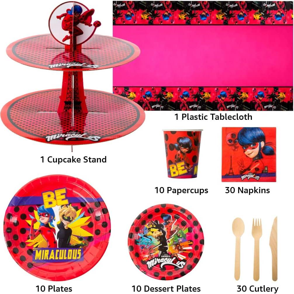 Kit de Fiesta Temático Miraculous Ladybug - 100 Piezas