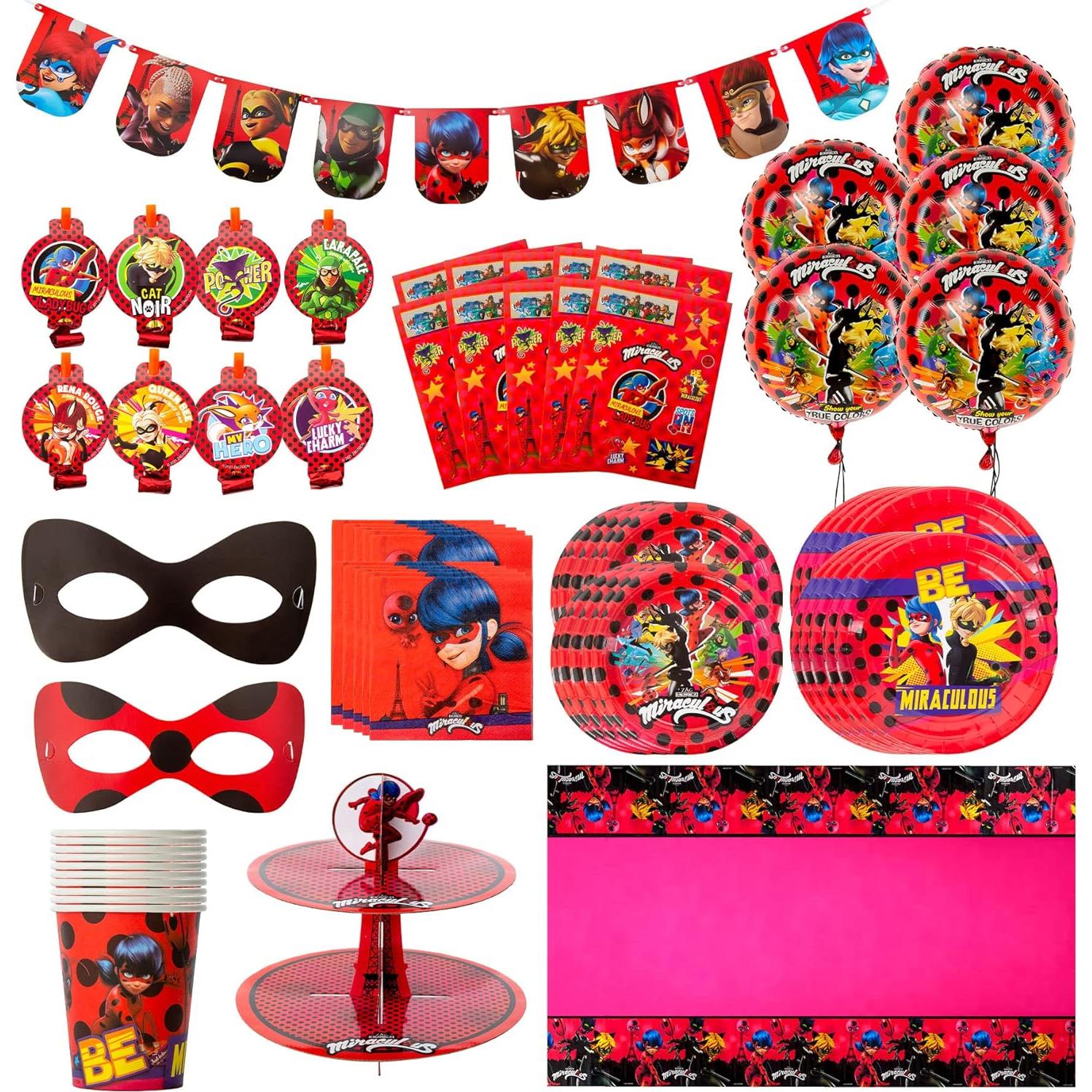 Kit de Fiesta Temático Miraculous Ladybug - 100 Piezas
