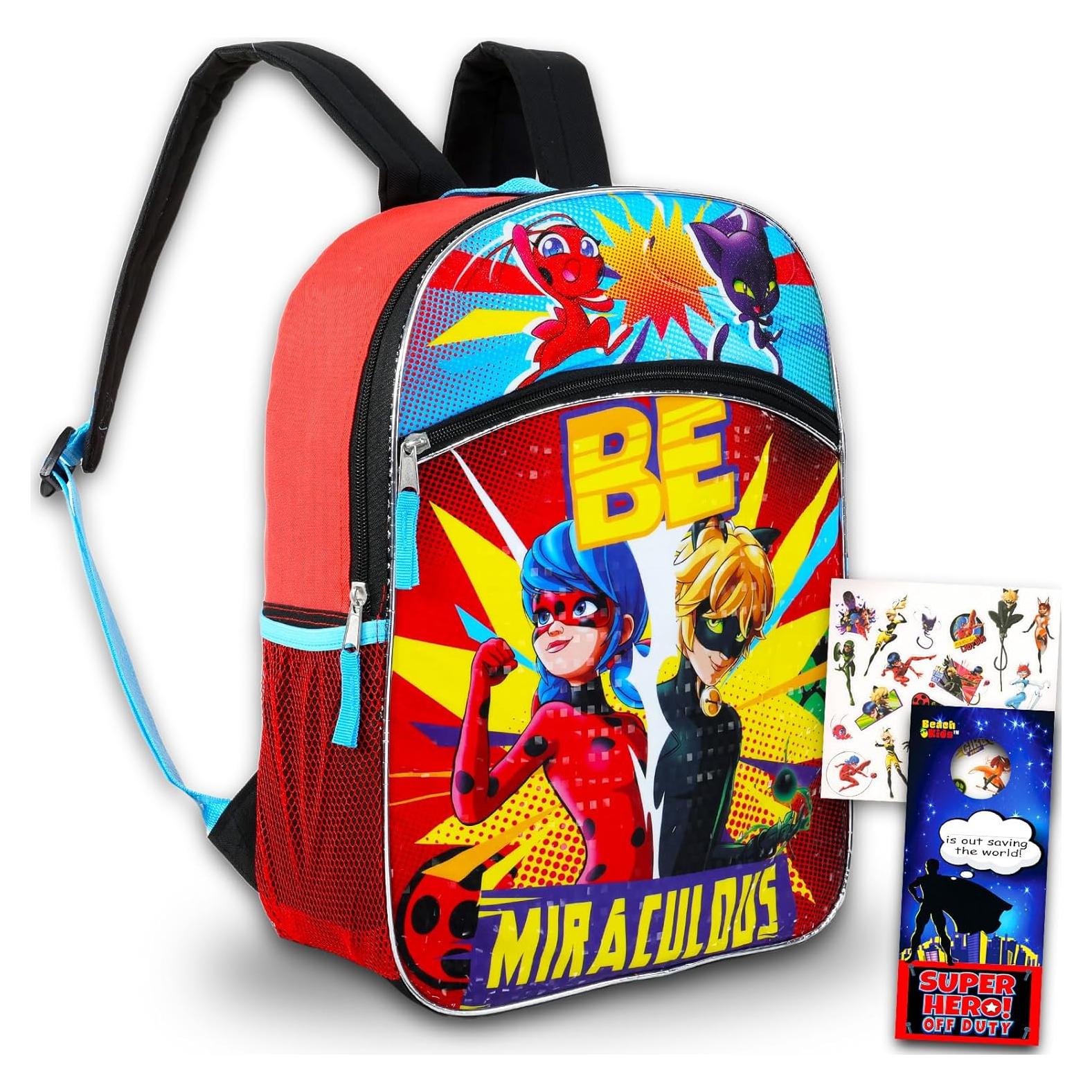 Mochila Miraculous Ladybug 40.64 cm + Stickers - Suministros Escolares