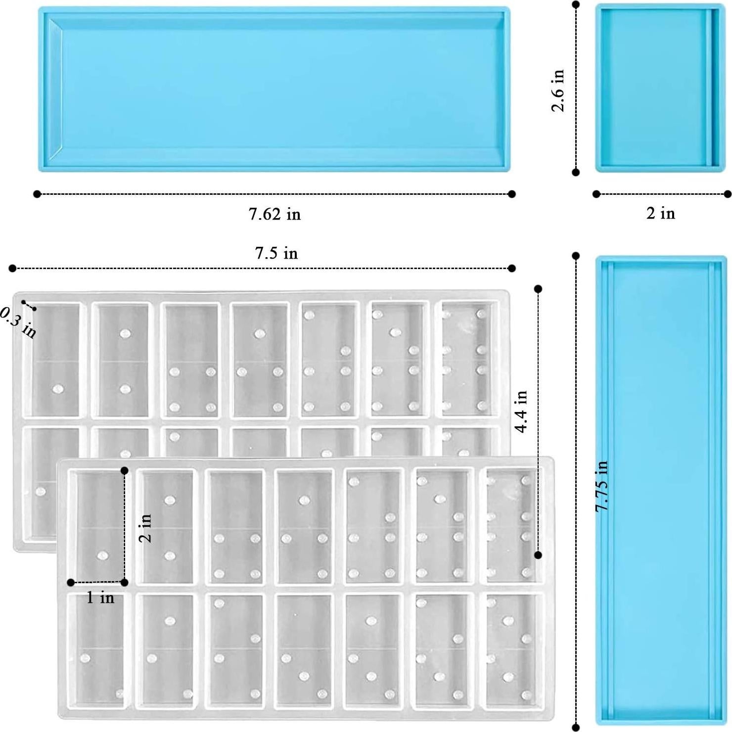 Domino Molds for Epoxy Resin Box, Domino Resin Mold Set for Casting, Storage Box Mould for DIY Epoxy Crafts Making Tool