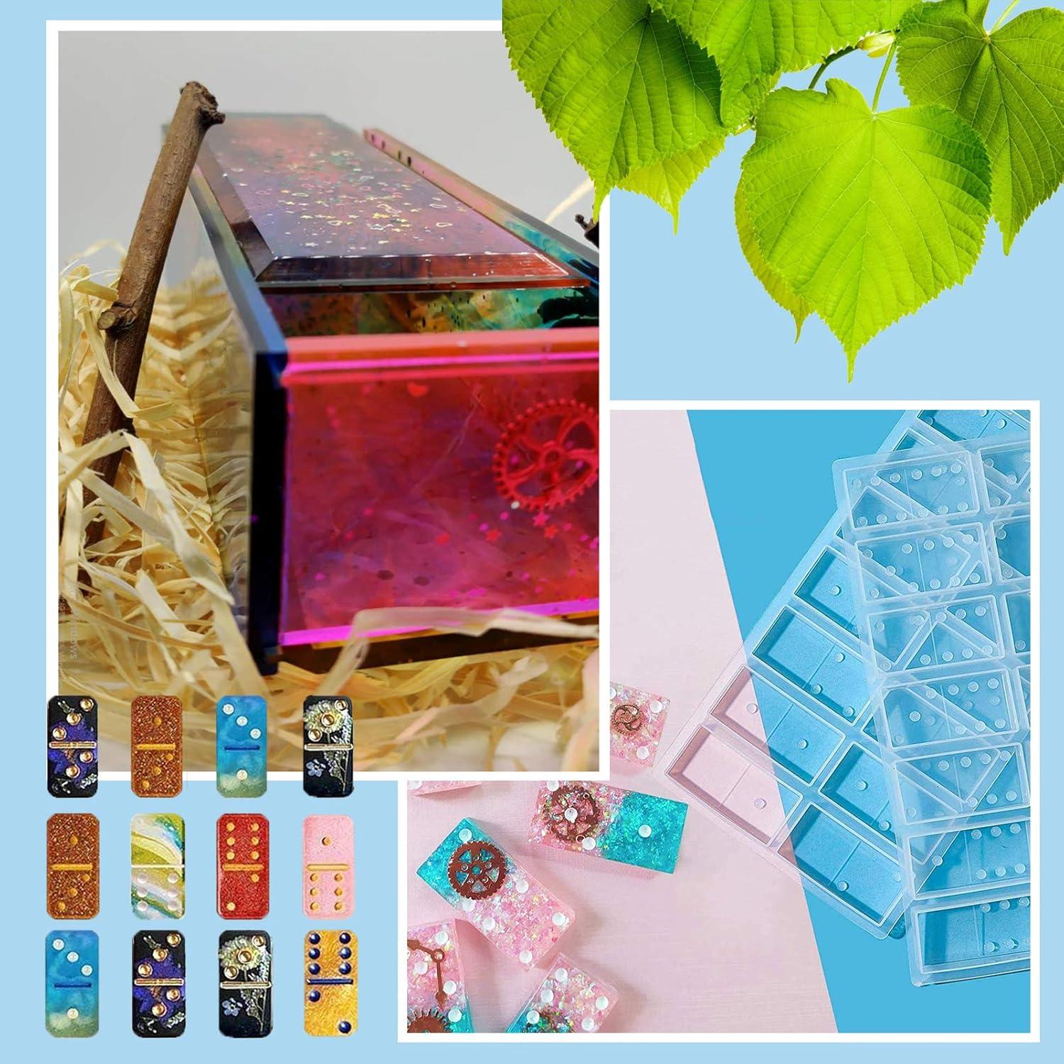 Domino Molds for Epoxy Resin Box, Domino Resin Mold Set for Casting, Storage Box Mould for DIY Epoxy Crafts Making Tool