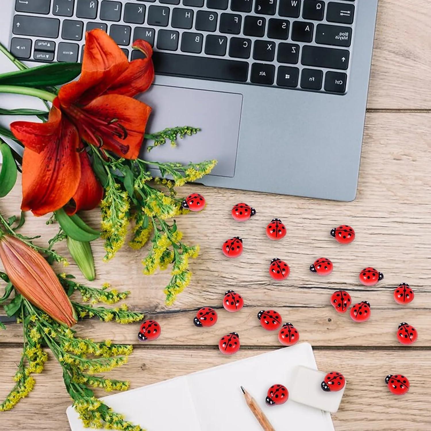 100 Mini Mariquitas de Resina Yylaiire para Manualidades 0.86 cm