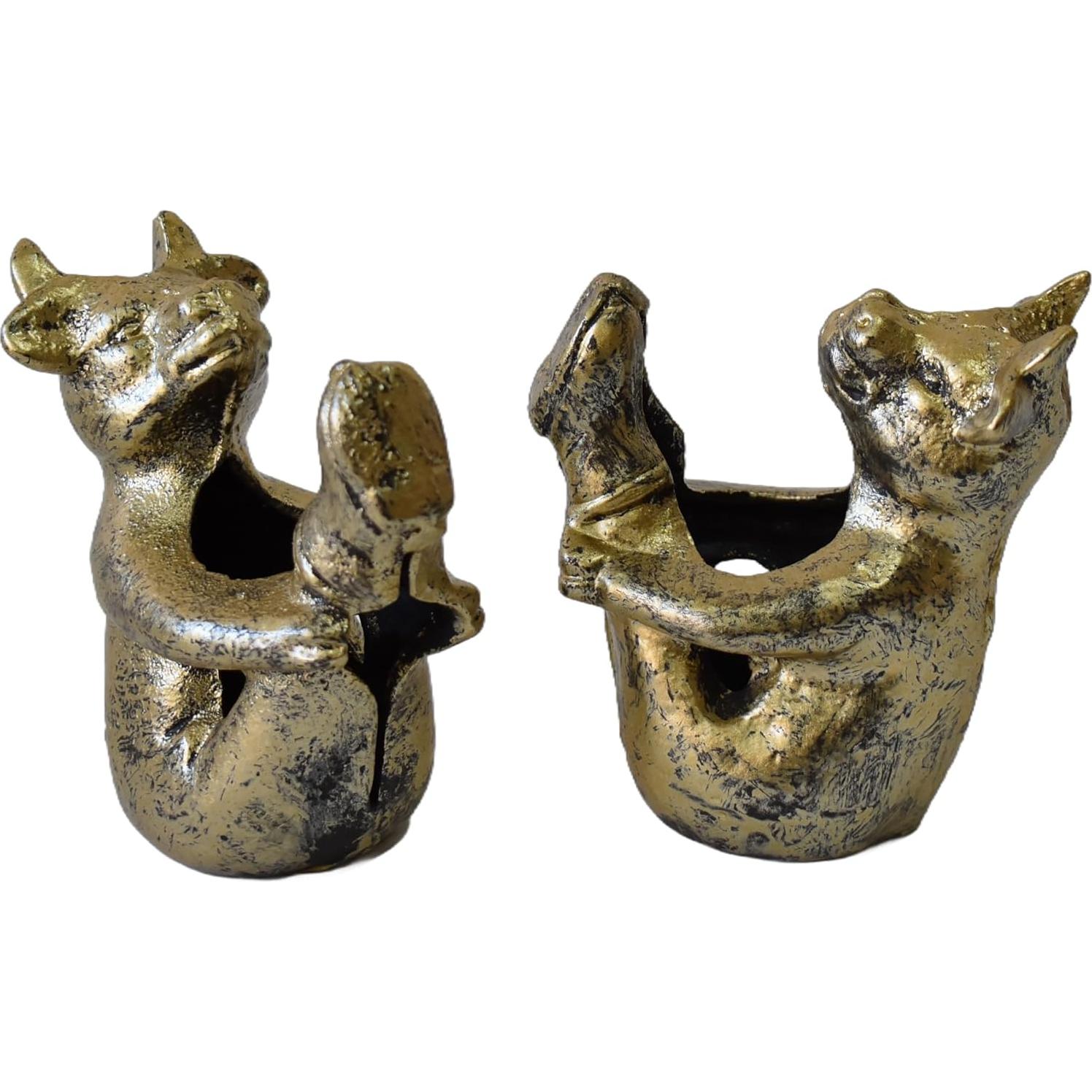 Soportes de Libros Decorativos JUCONSIN de Hierro Fundido Oro Antiguo