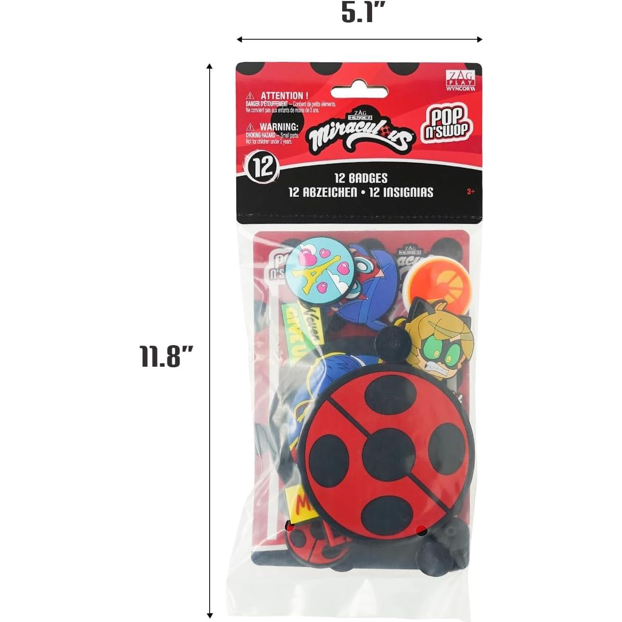 Insignias Clip-on Pop n' Swop Wyncor - 12 Variadas Ladybug