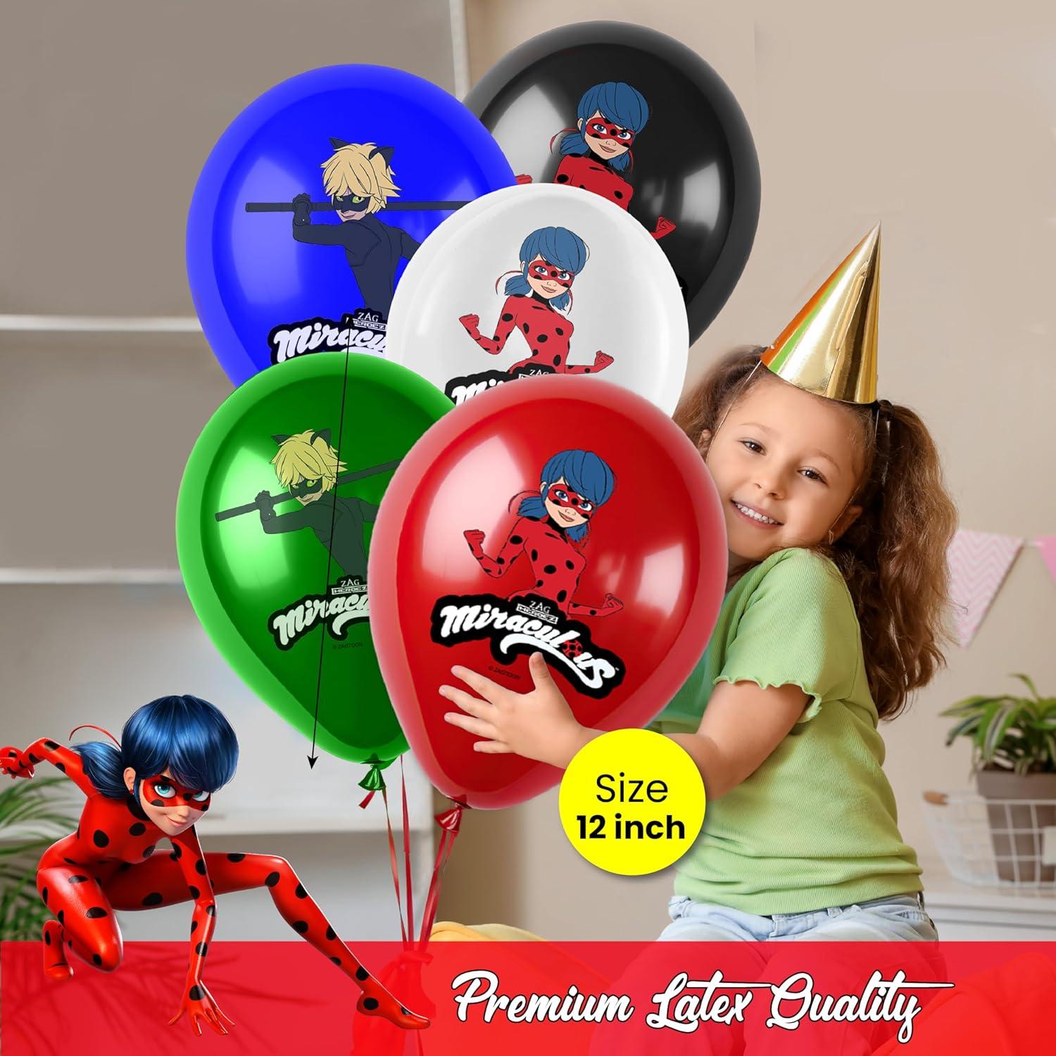 Globos de Cumpleaños Miraculous Ladybug 30 cm 25 Pcs Láttex