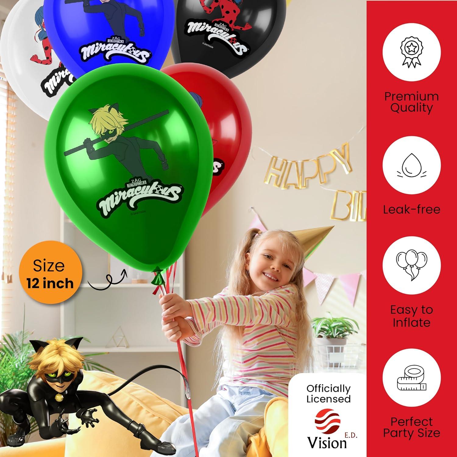 Globos de Cumpleaños Miraculous Ladybug 30 cm 25 Pcs Láttex