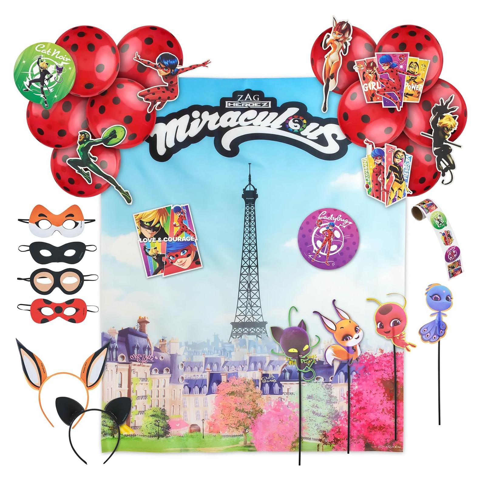 Kit de Fiesta Temática Miraculous 50 Piezas - Decoraciones Cumpleaños