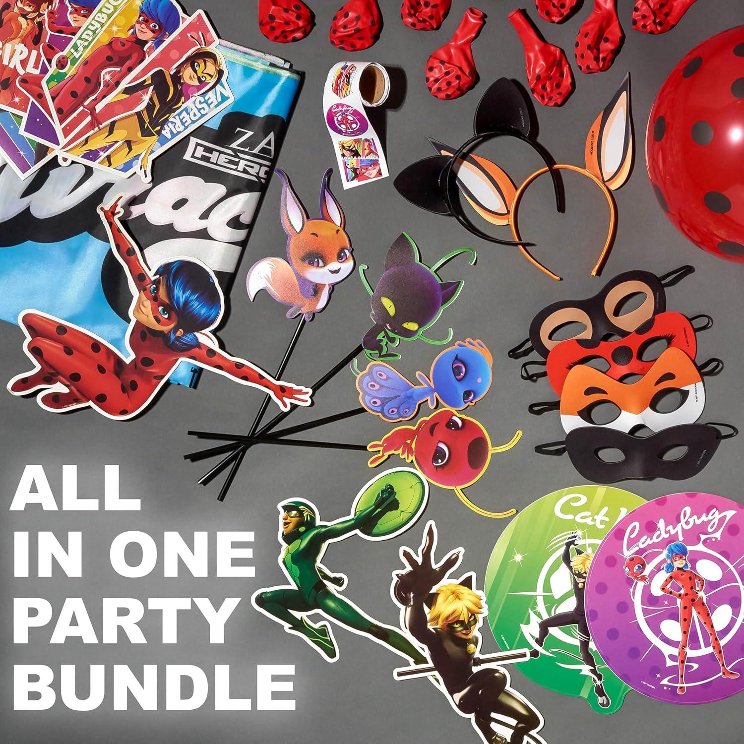 Kit de Fiesta Temática Miraculous 50 Piezas - Decoraciones Cumpleaños