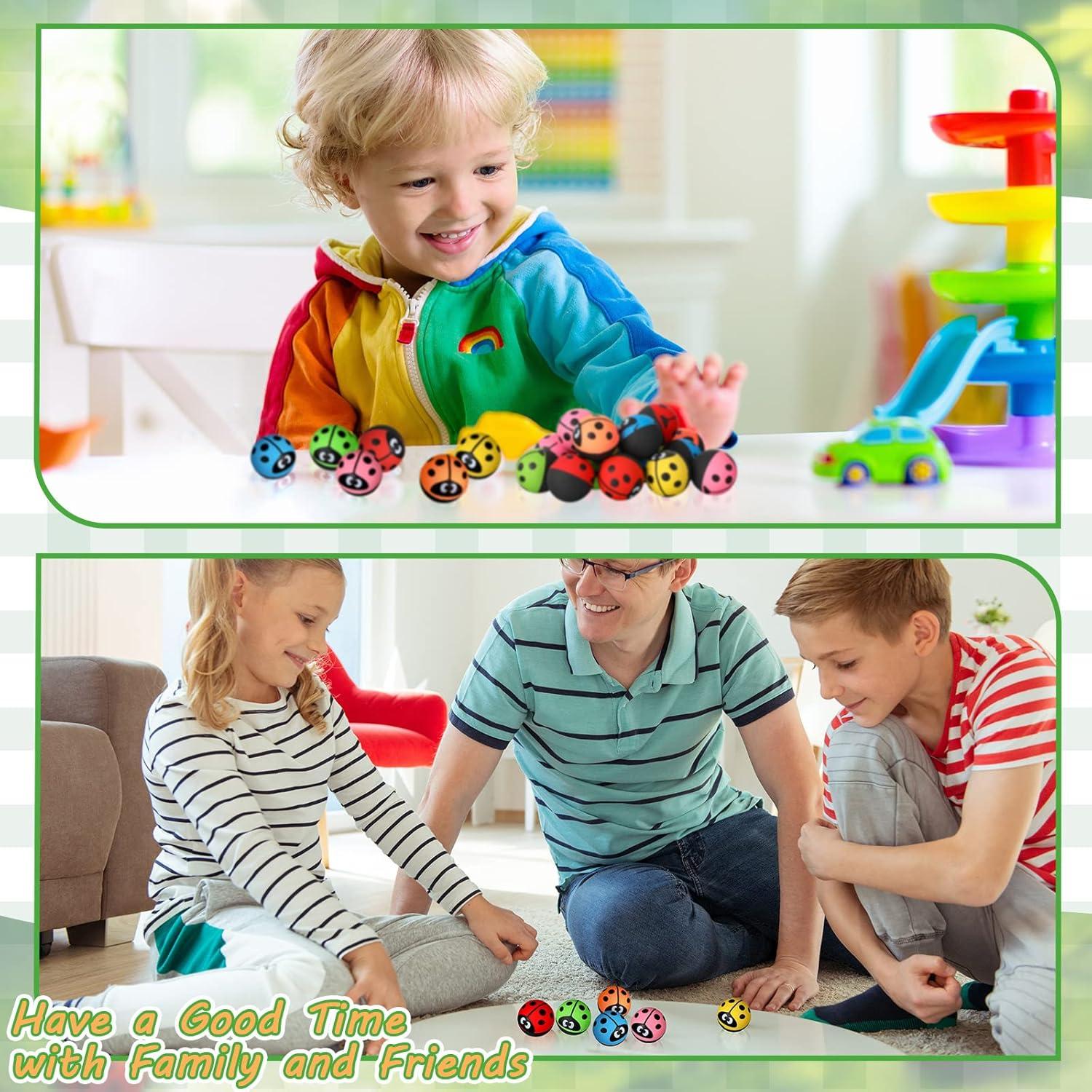 24 Pelotas Rebotadoras de Mariquita Sotiff 32 mm Goma 6 Colores