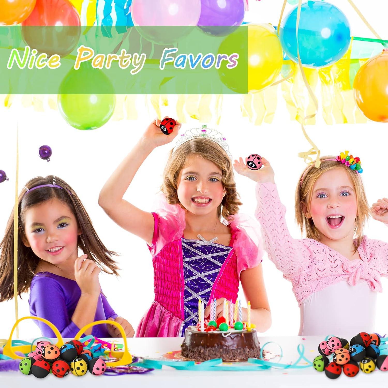 24 Pelotas Rebotadoras de Mariquita Sotiff 32 mm Goma 6 Colores