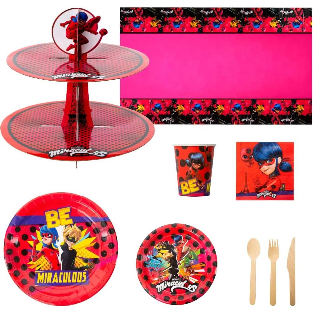 Juego de Platos de Papel Miraculous Ladybug - 20 Platos - Fiesta Cumpleaños