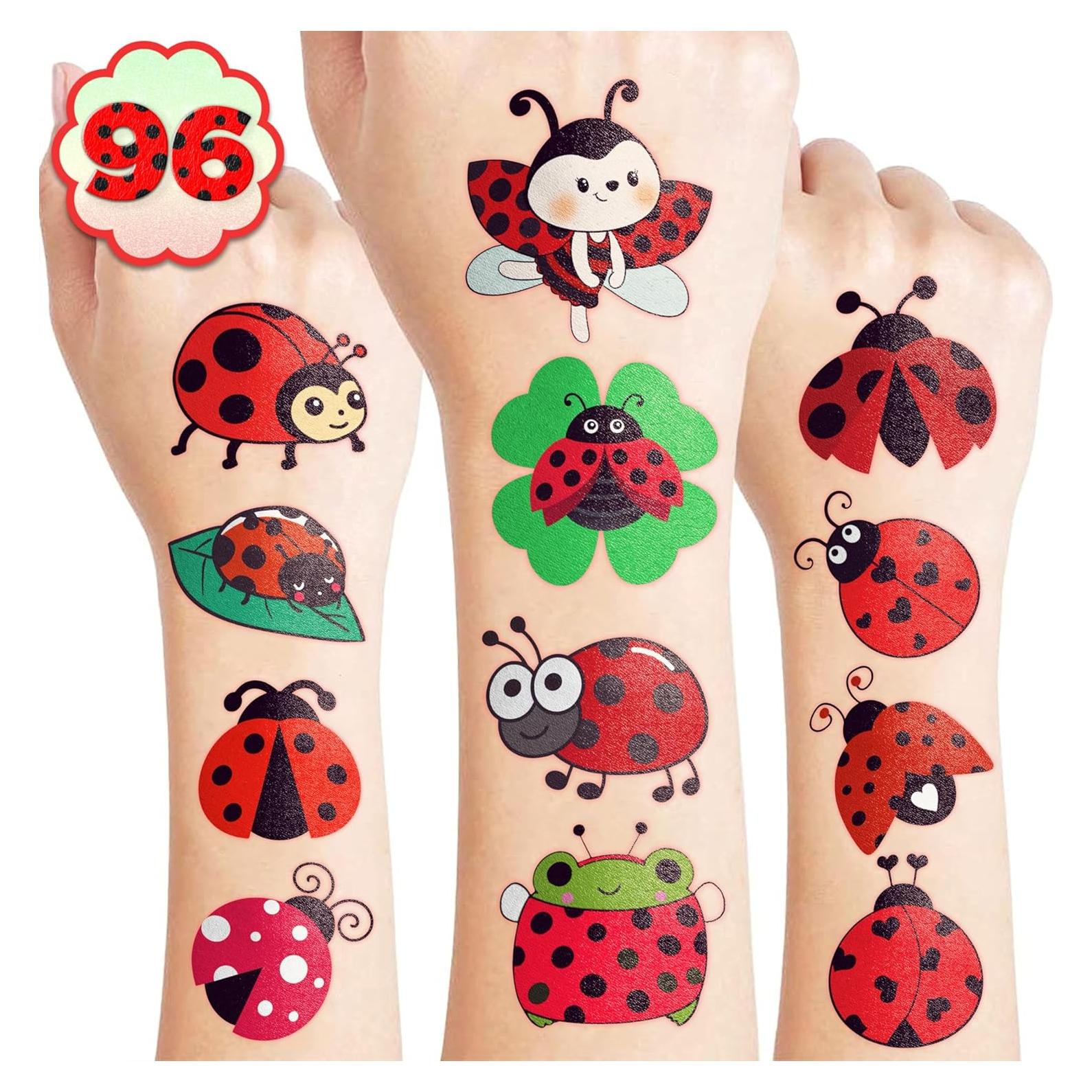 96 Tatuajes Temporales Pre-Cortados Mariquita - Regalos para Niños