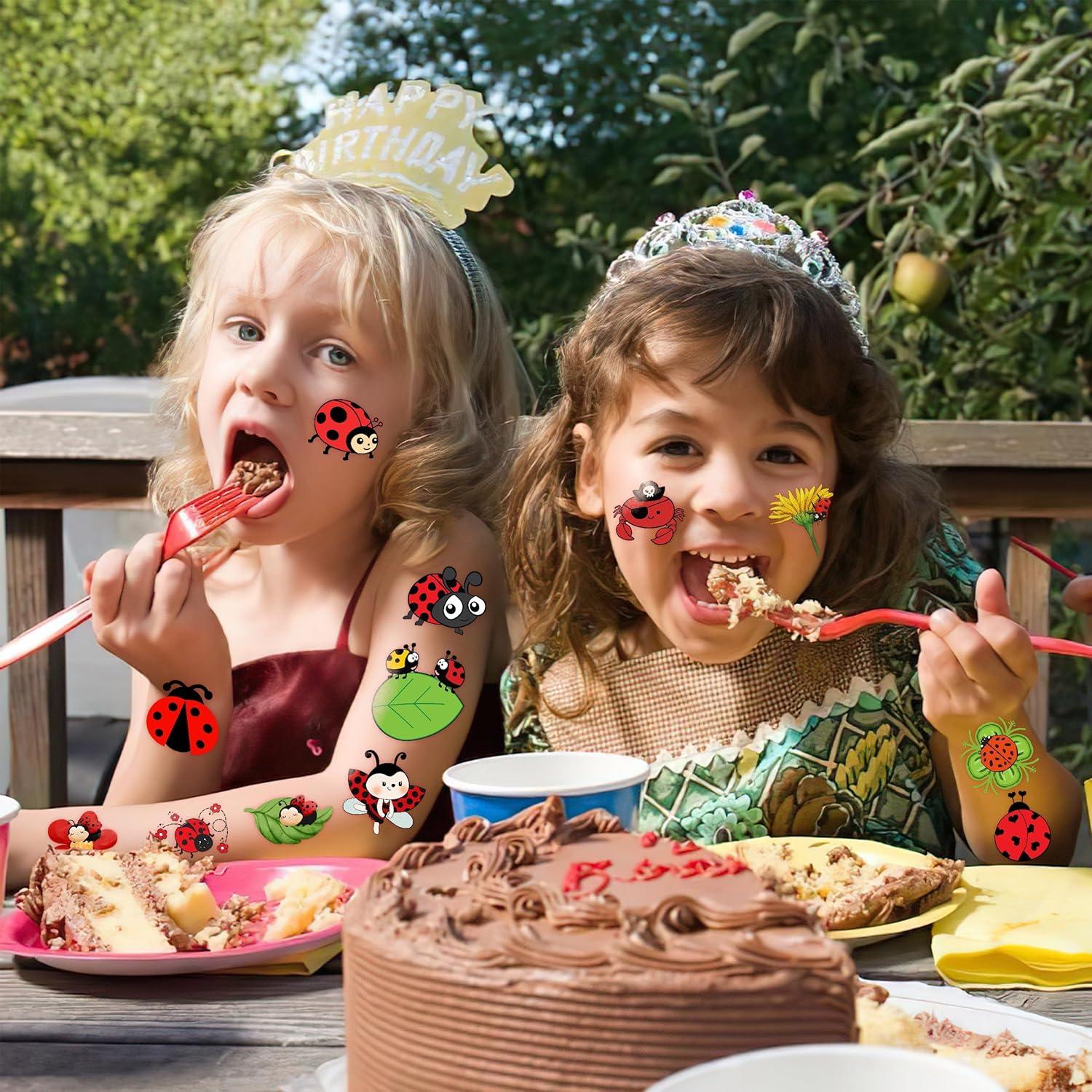 96 Tatuajes Temporales Pre-Cortados Mariquita - Regalos para Niños