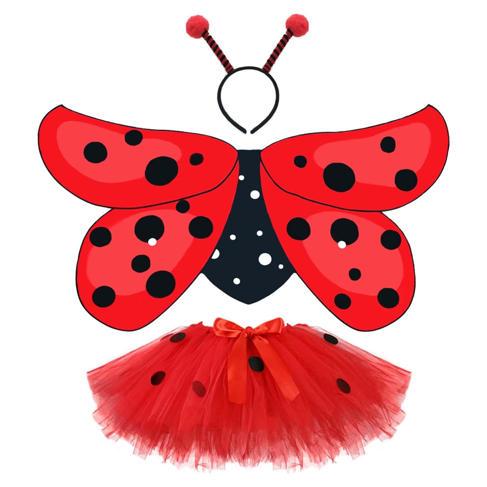 Disfraz de Mariquita para Niñas con Tutú y Diadema - 3 a 7 Años