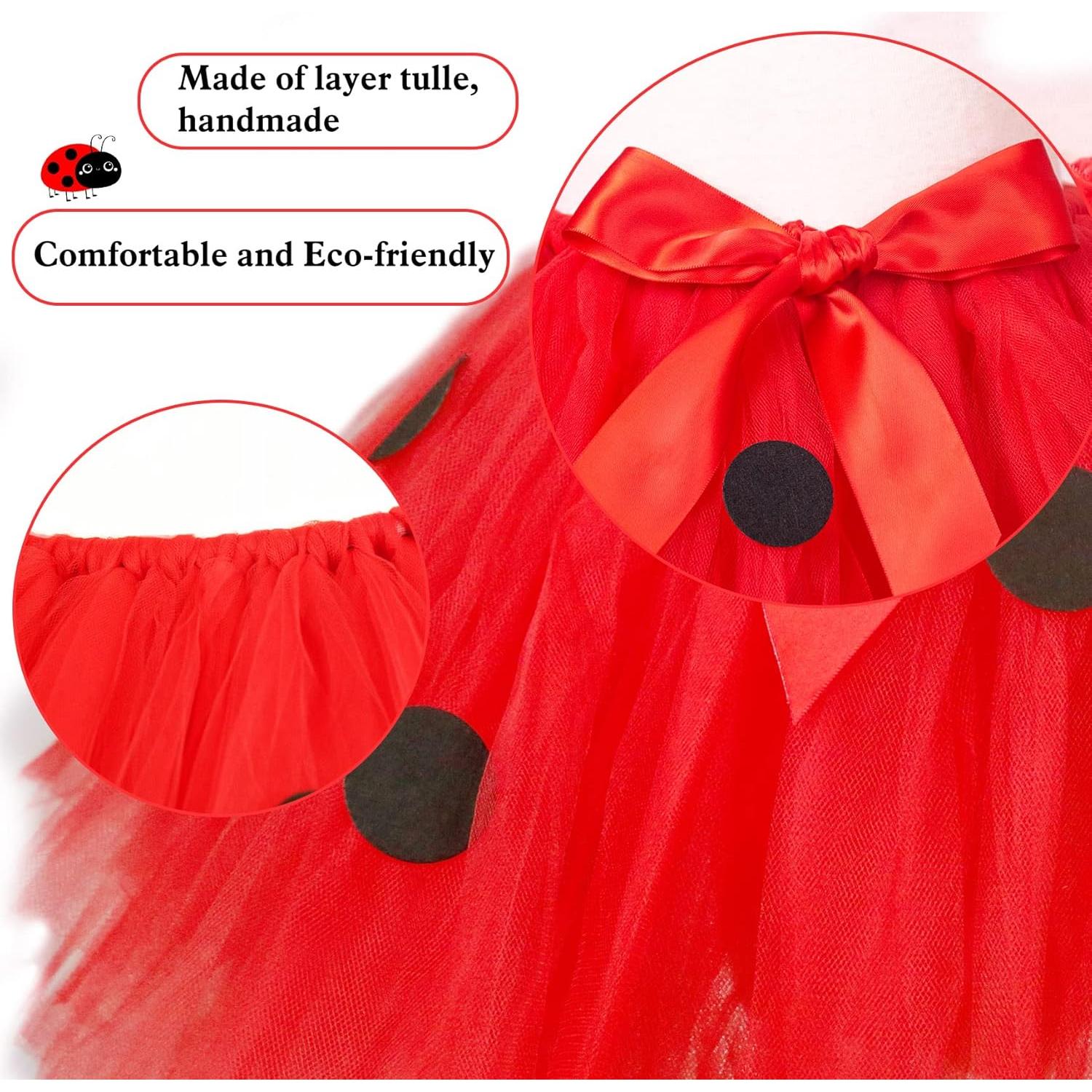 Disfraz de Mariquita para Niñas con Tutú y Diadema - 3 a 7 Años