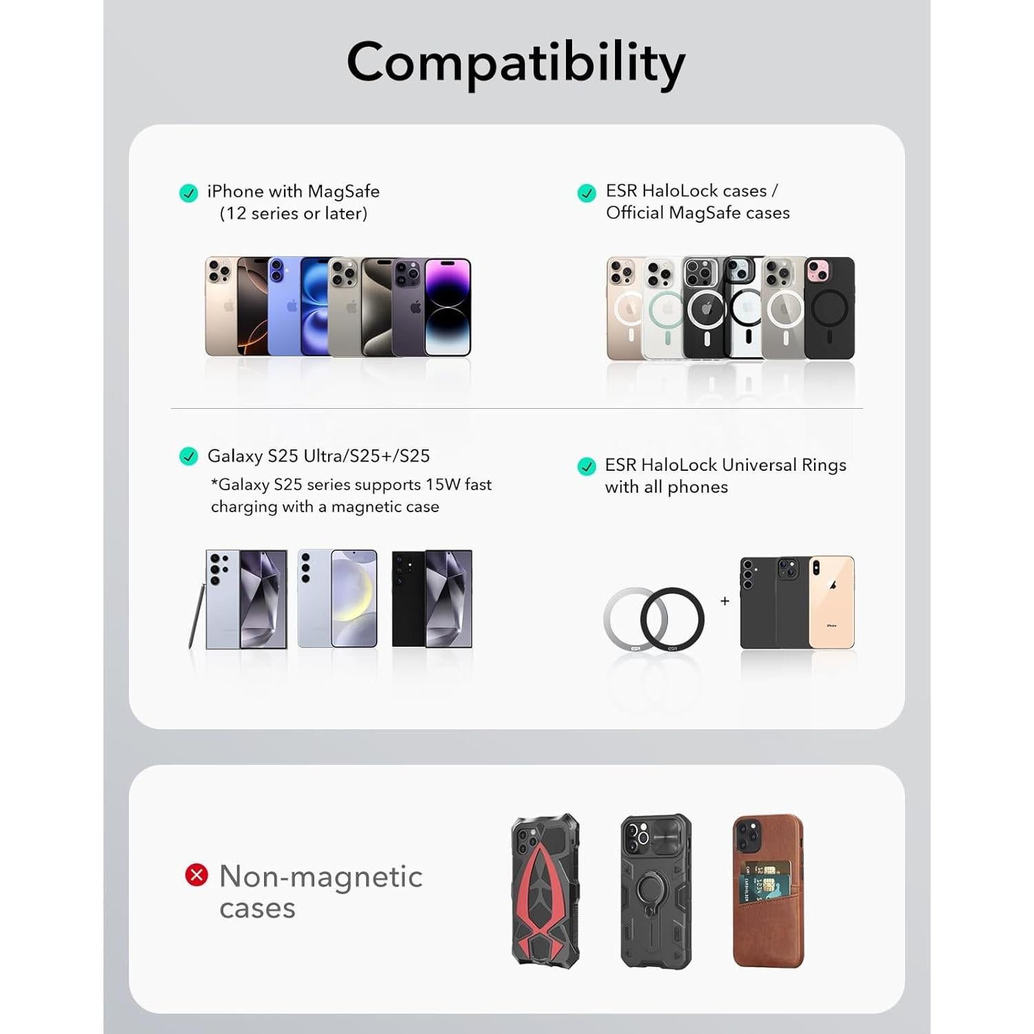 Soporte Magnético para Teléfono ESR HaloLock Negro