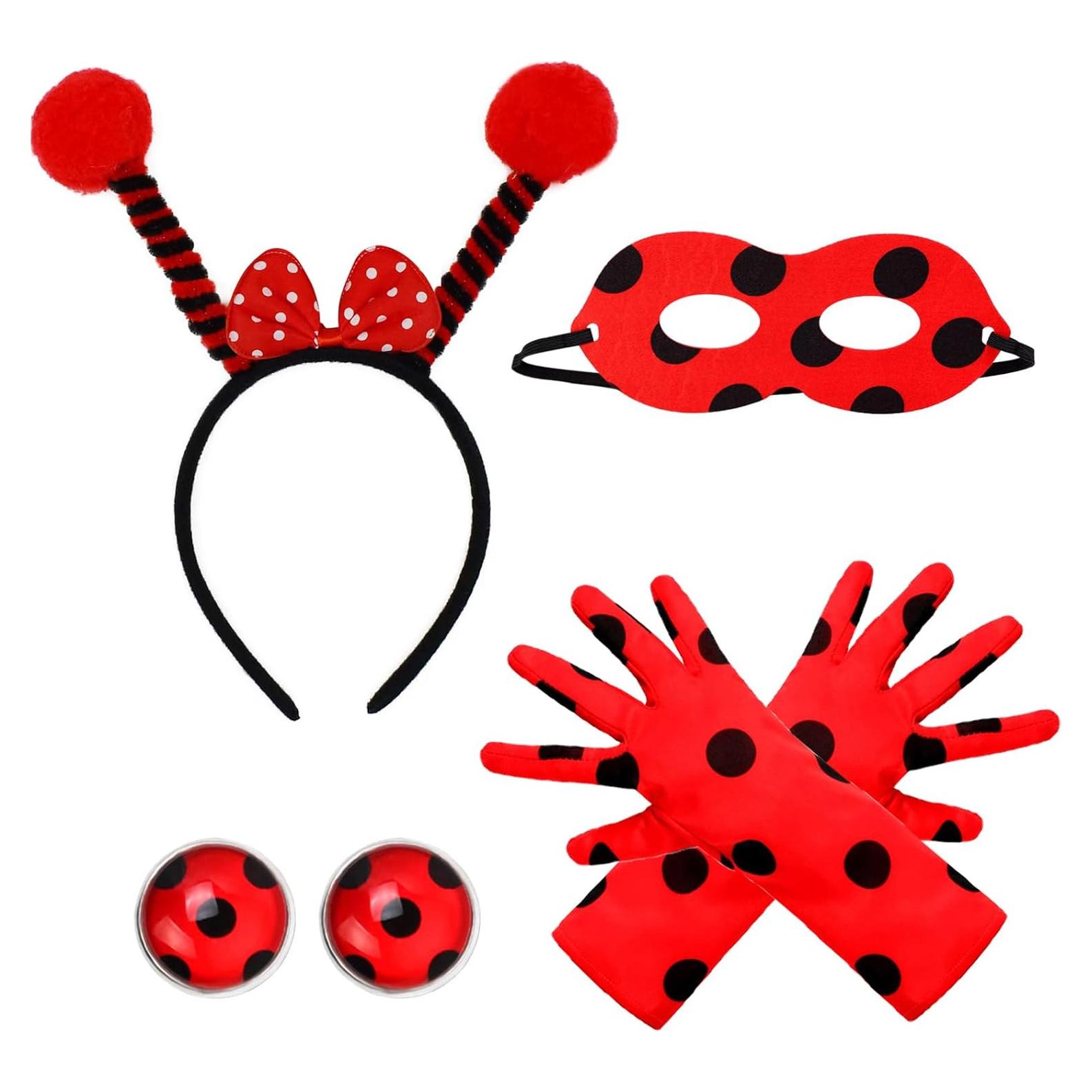 Conjunto de disfraz de mariquita para niños - Diadema, Máscara y Alas