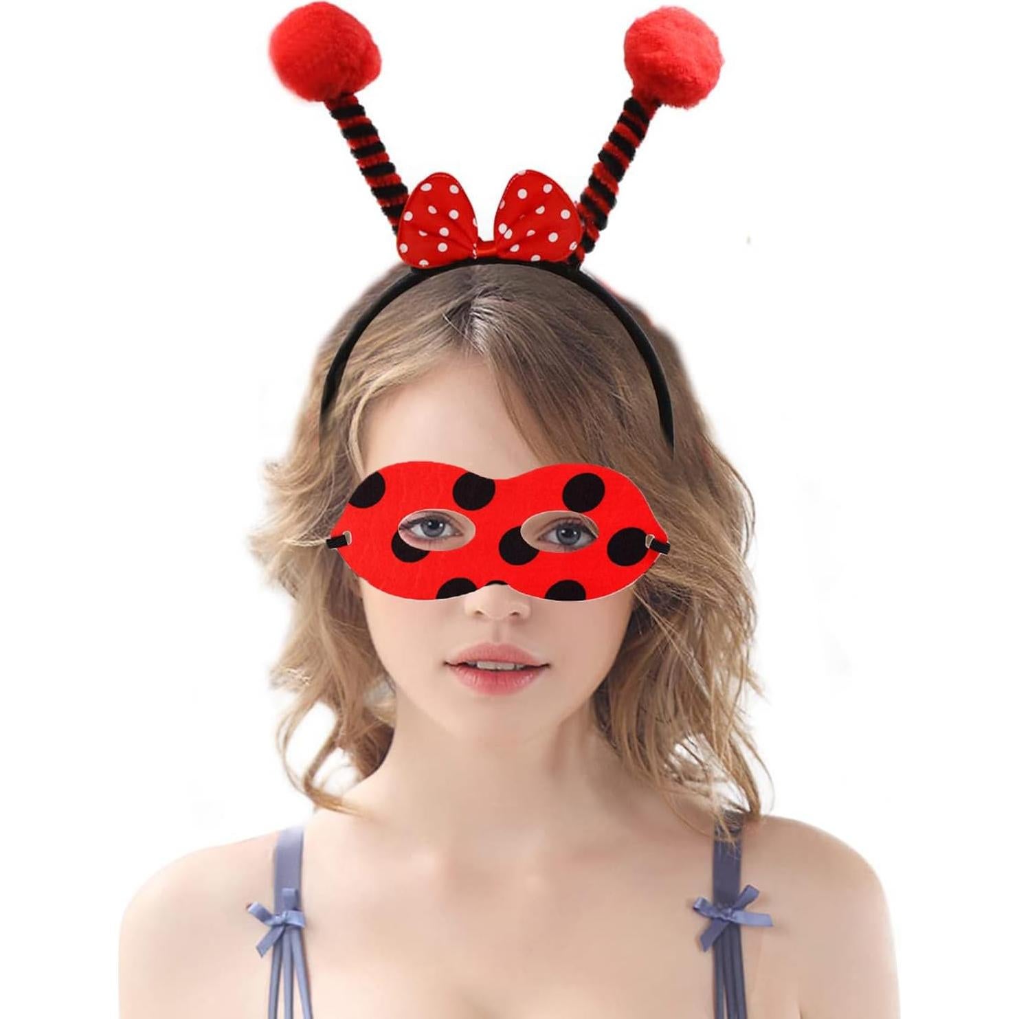 Conjunto de disfraz de mariquita para niños - Diadema, Máscara y Alas