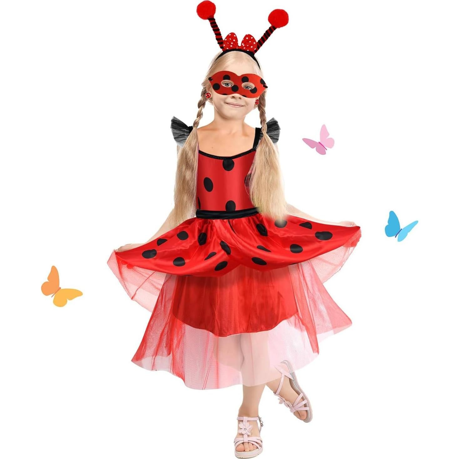 Conjunto de disfraz de mariquita para niños - Diadema, Máscara y Alas