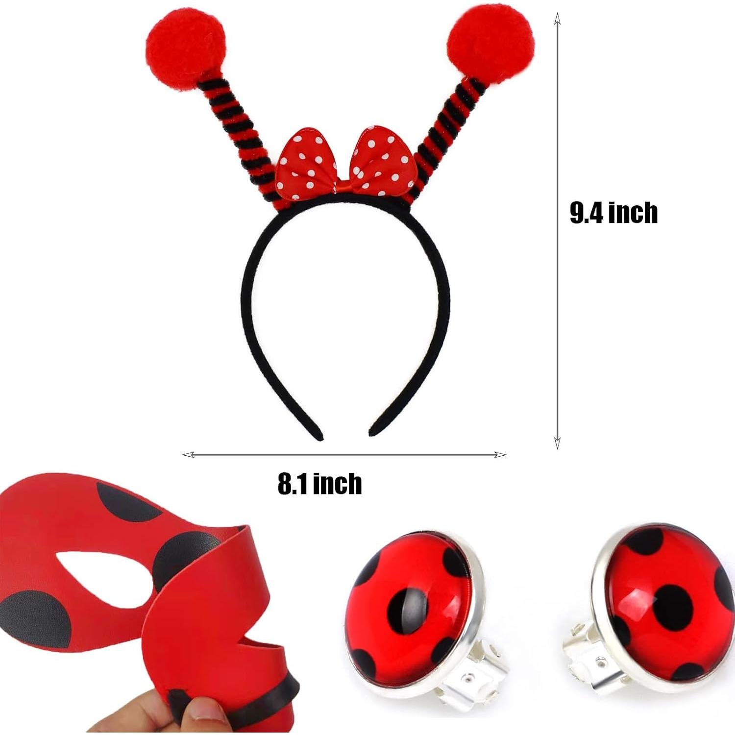 Conjunto de disfraz de mariquita para niños - Diadema, Máscara y Alas