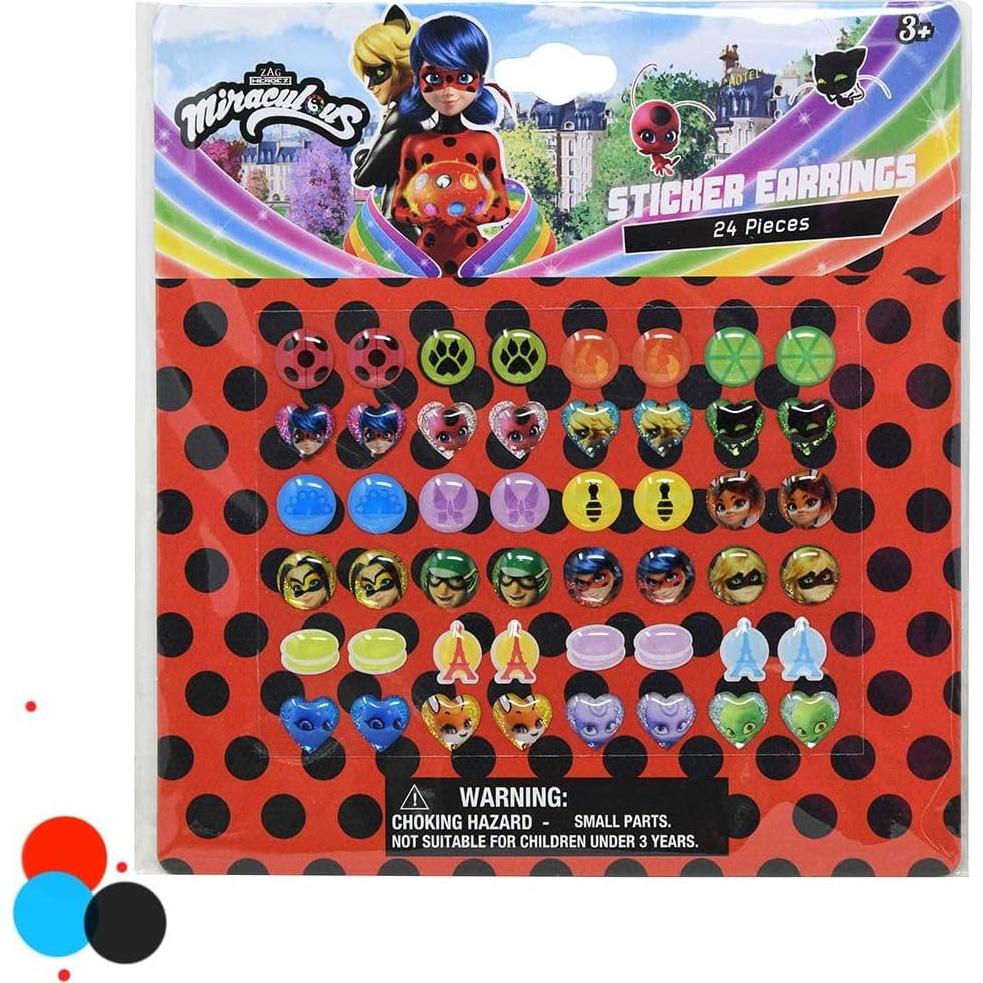 Conjunto de Joyería Miraculous Ladybug para Niñas - Pulsera, Aretes y Stickers