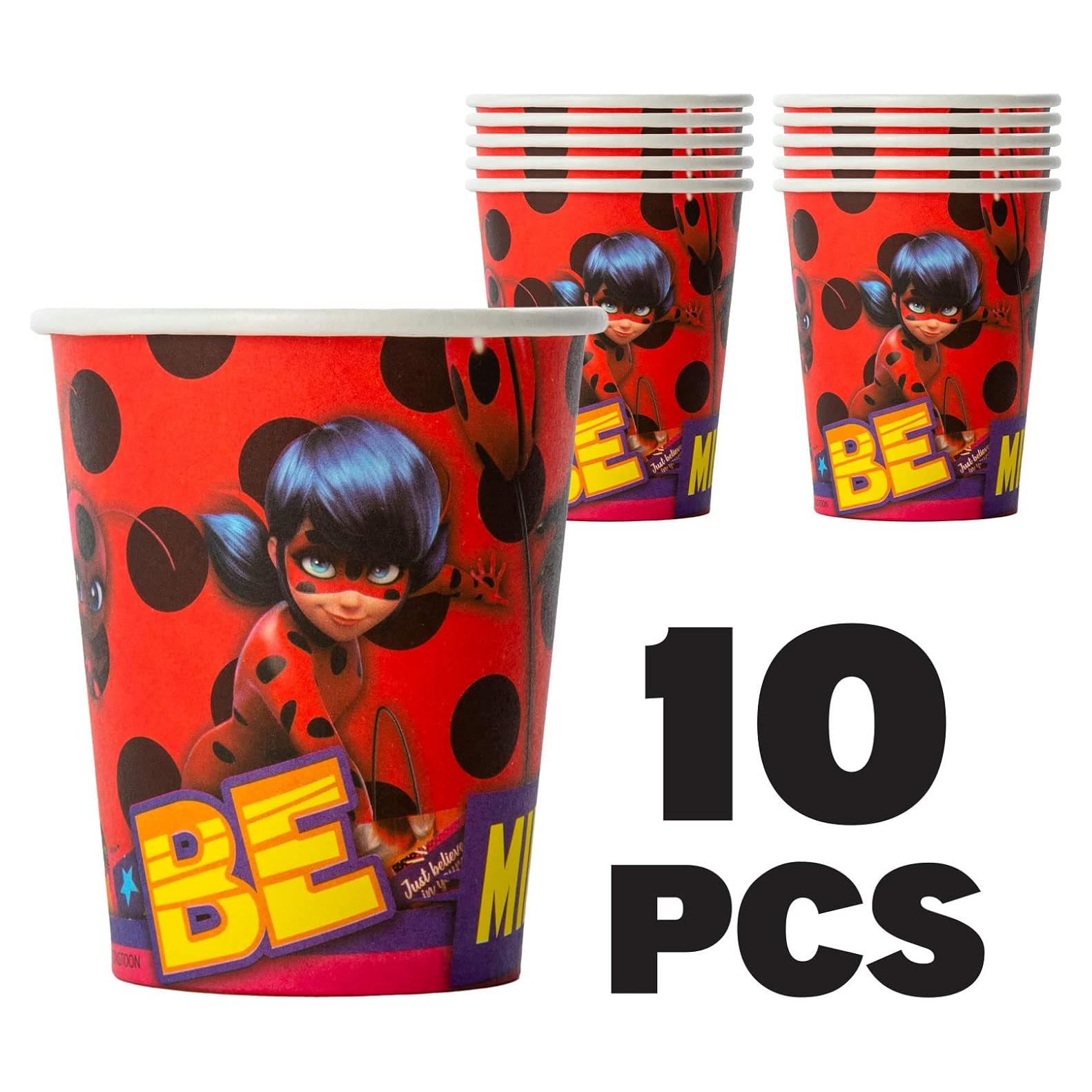 Juego de Vasos de Papel Miraculous Ladybug - 10 Unidades - Fiesta Cumpleaños