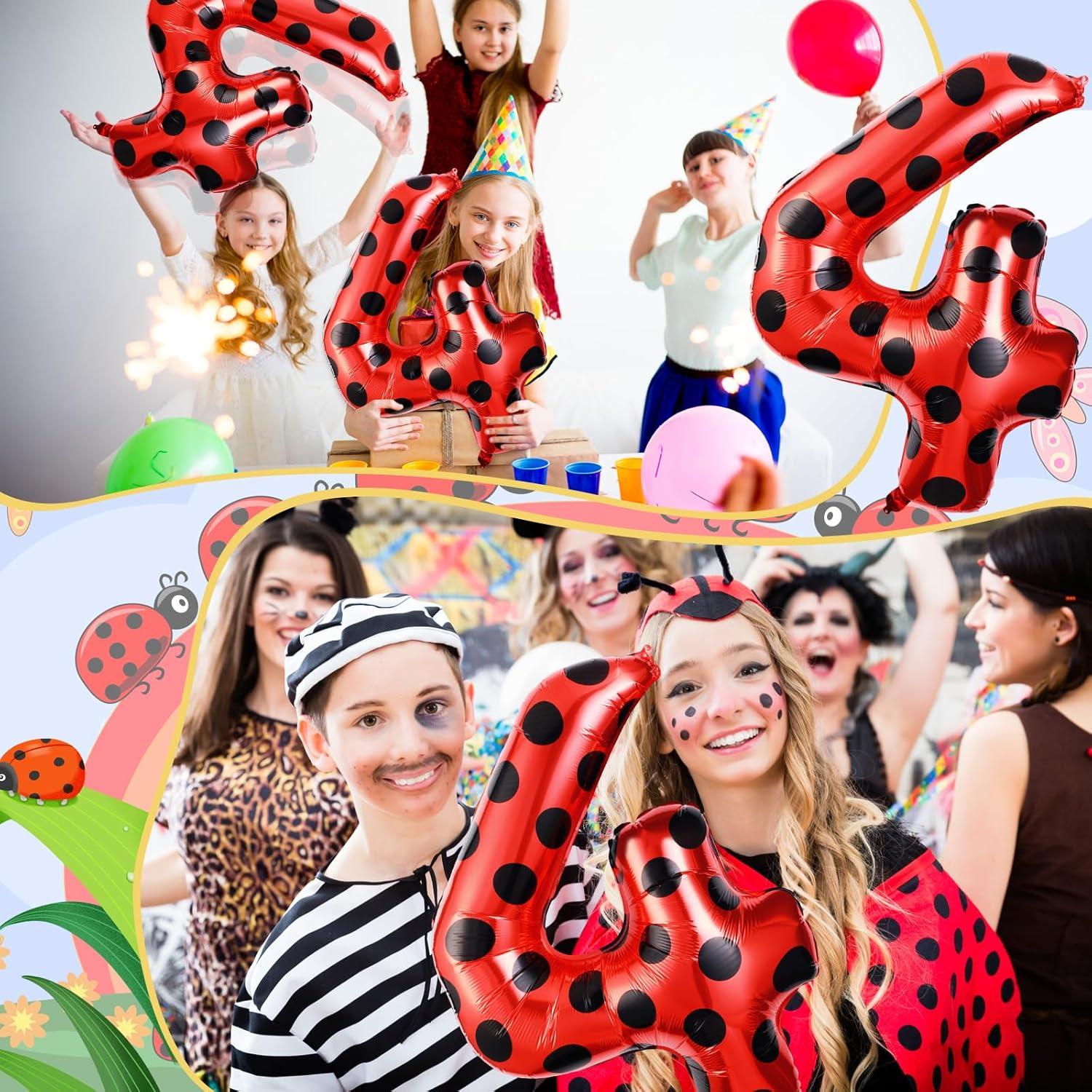 Globo Número 4 Mariquita 101.6 cm Decoración Cumpleaños