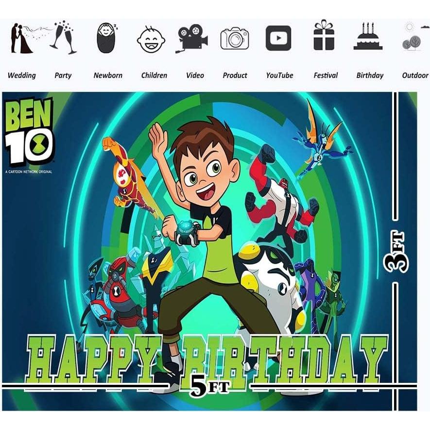 Fondo de Cumpleaños Ben 10 150x90 cm Vinilo Decorativo