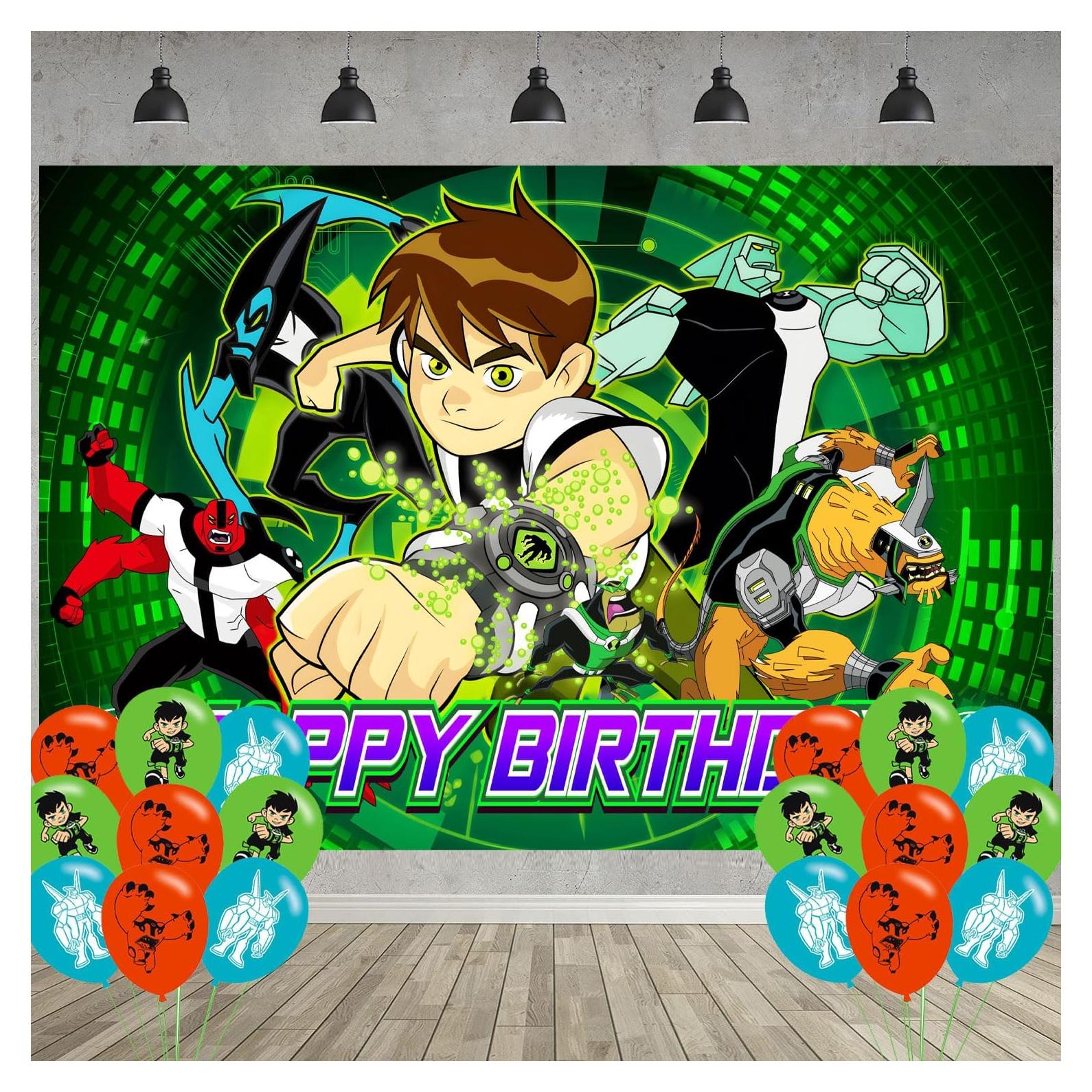 Decoración de Fiesta de Cumpleaños Ben ELZEM 150x100 cm + 18 Globos