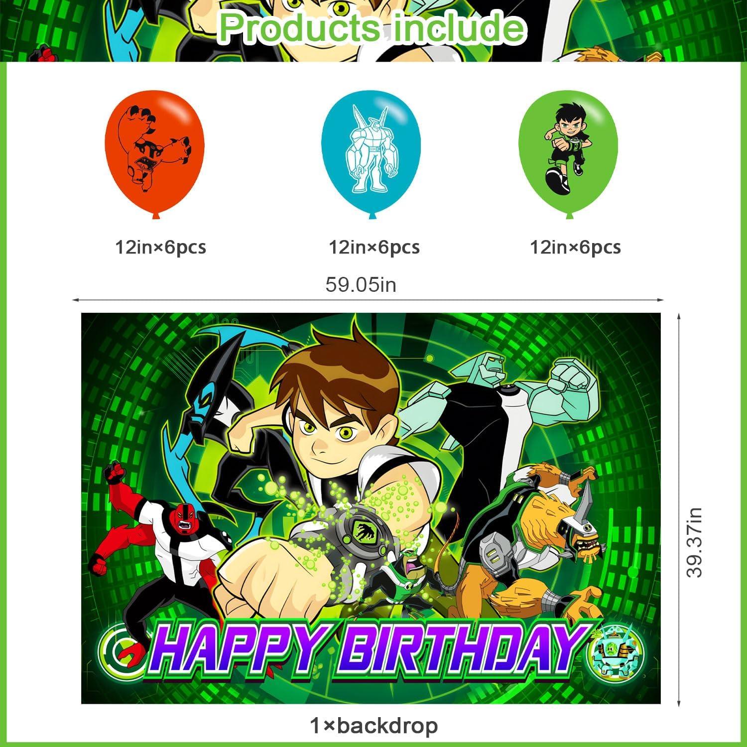 Decoración de Fiesta de Cumpleaños Ben ELZEM 150x100 cm + 18 Globos