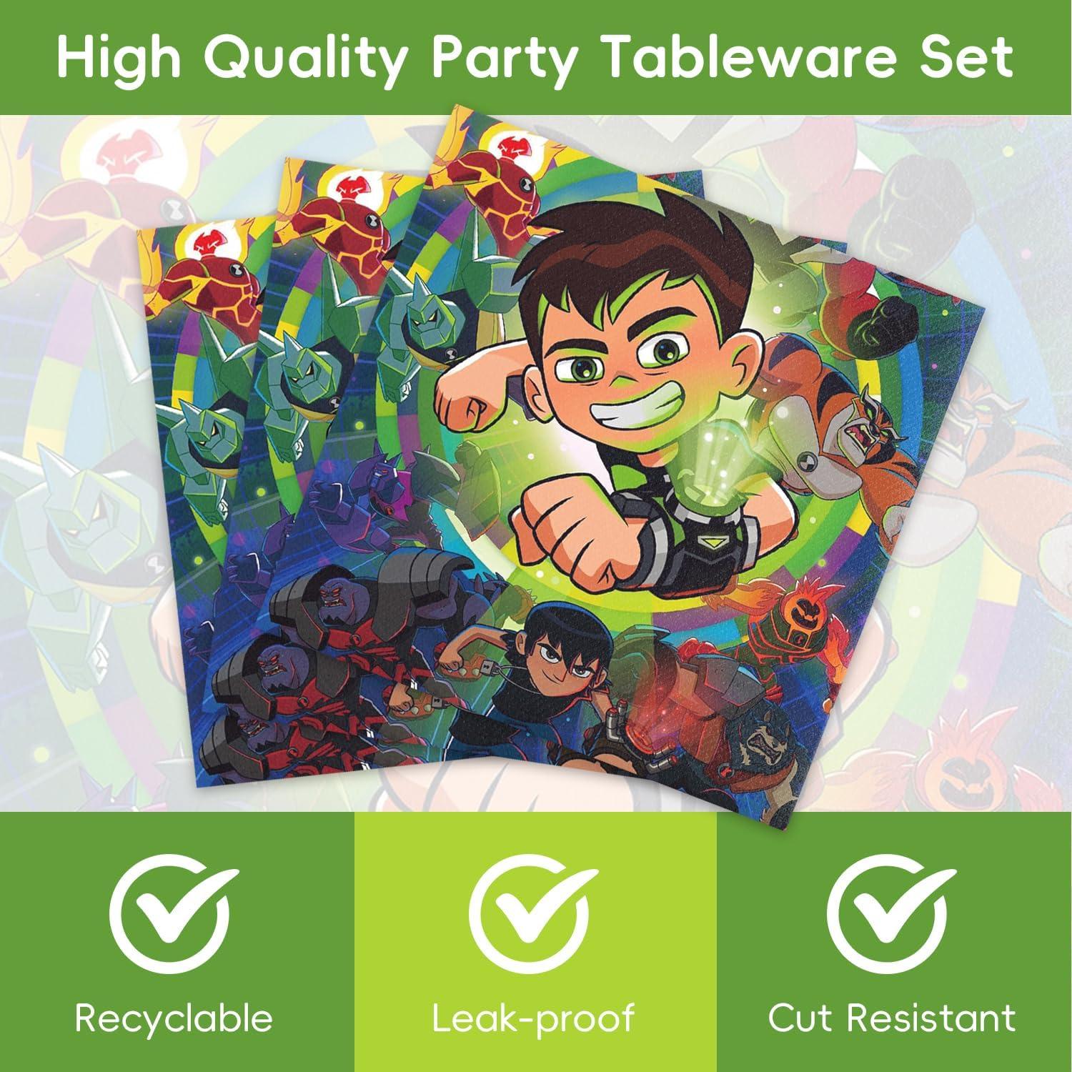 Paquete Fiesta Ben-10 20 Platos y 20 Servilletas Desechables