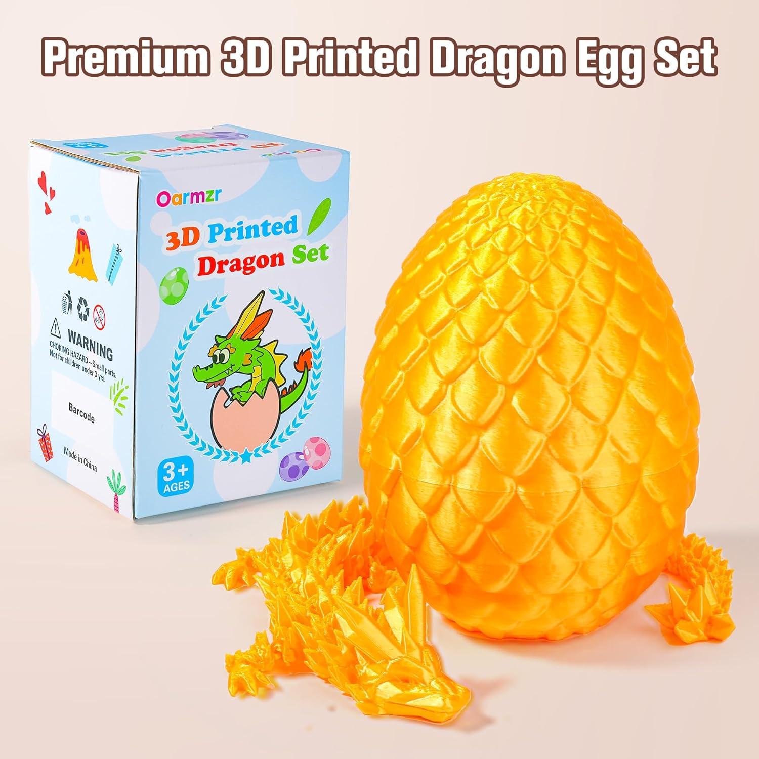 Conjunto Dragón Impreso en 3D Oro de Seda 30.48cm y Huevo 11.99cm
