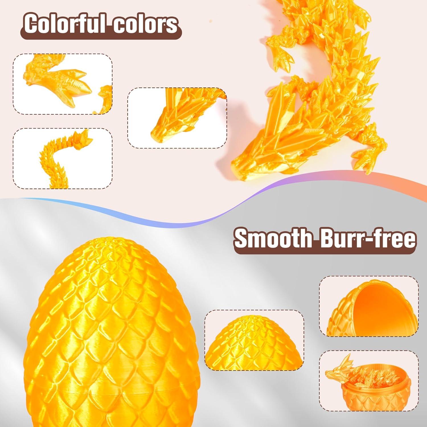 Conjunto Dragón Impreso en 3D Oro de Seda 30.48cm y Huevo 11.99cm