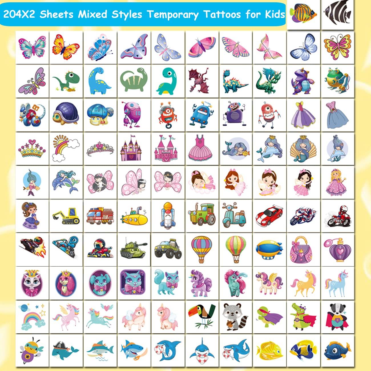 408 Tatuajes Temporales para Niños CHARLENT - Diversión en Fiestas