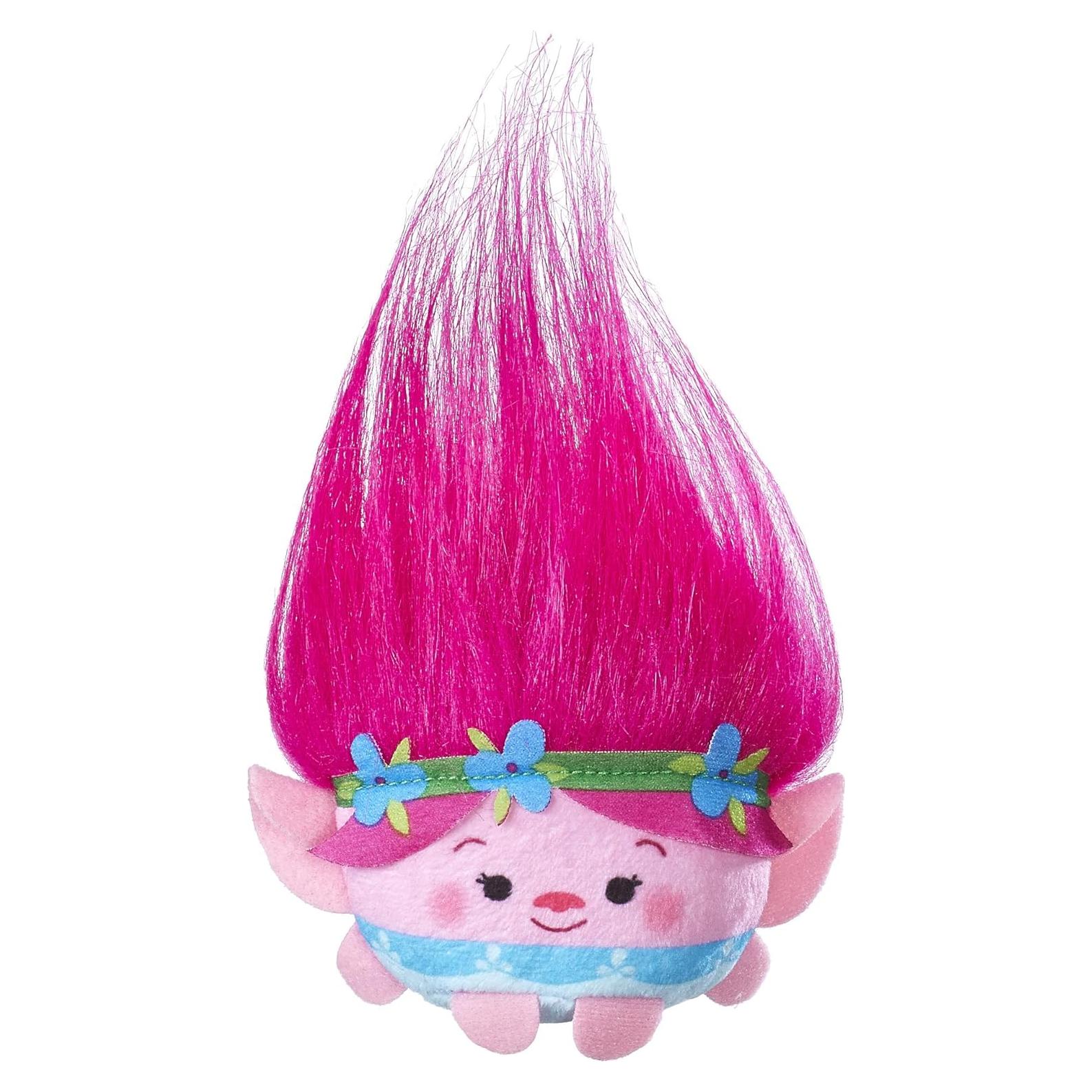 Peluche Mini Poppy DreamWorks Trolls 7cm con Cabello Colorido