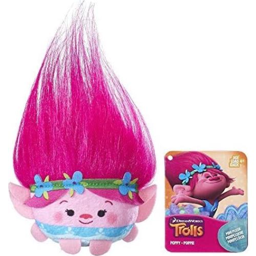 Peluche Mini Poppy DreamWorks Trolls 7cm con Cabello Colorido