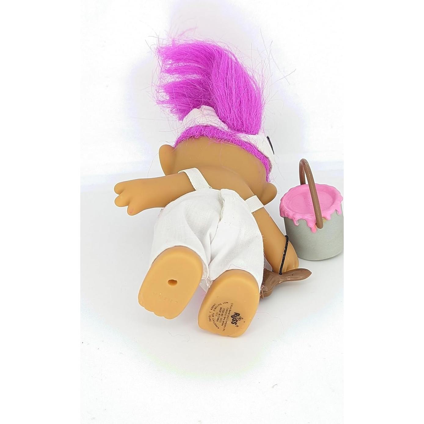 Muñeca Troll Vintage Russ Berries 12.7 cm Pelo Rosa Morado