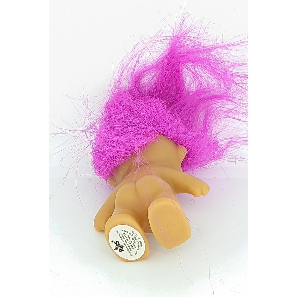Muñeca Troll Retro Vintage 12.7 cm Pelo Rosa Morado