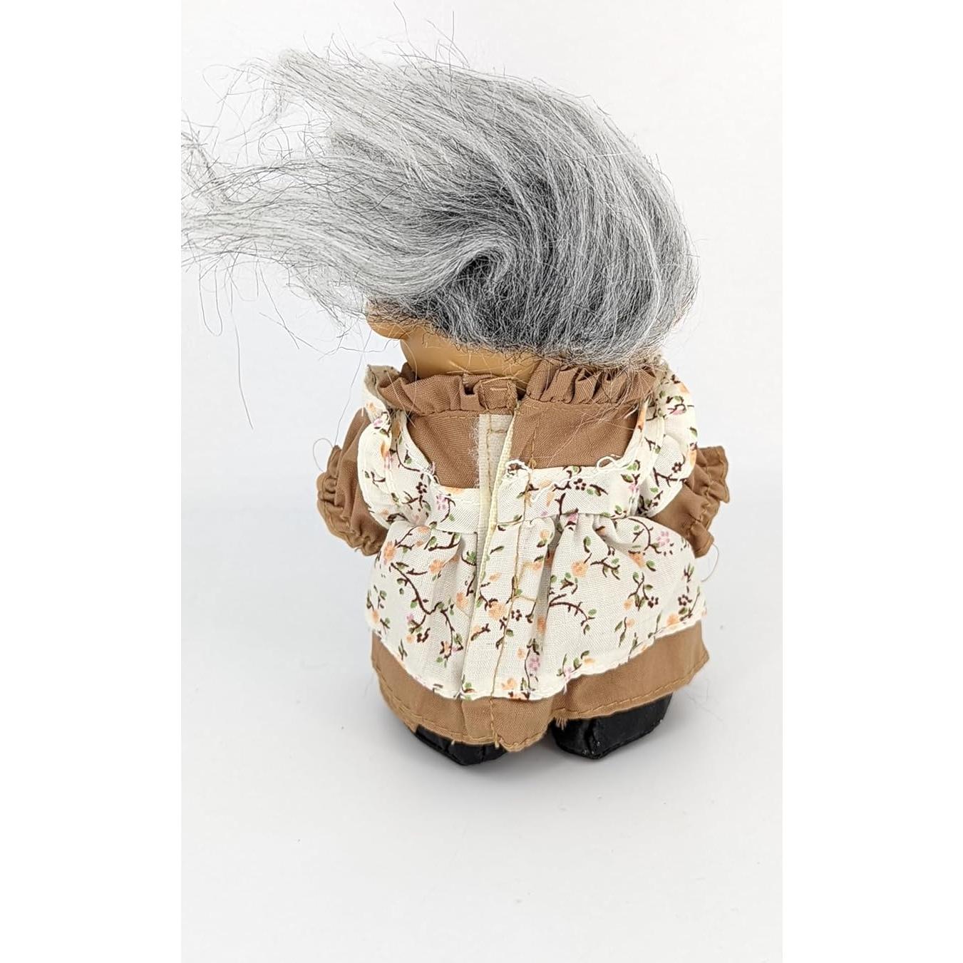 Muñeca Troll Abuela Vintage Russ Berries 12.7 cm Cabello Gris