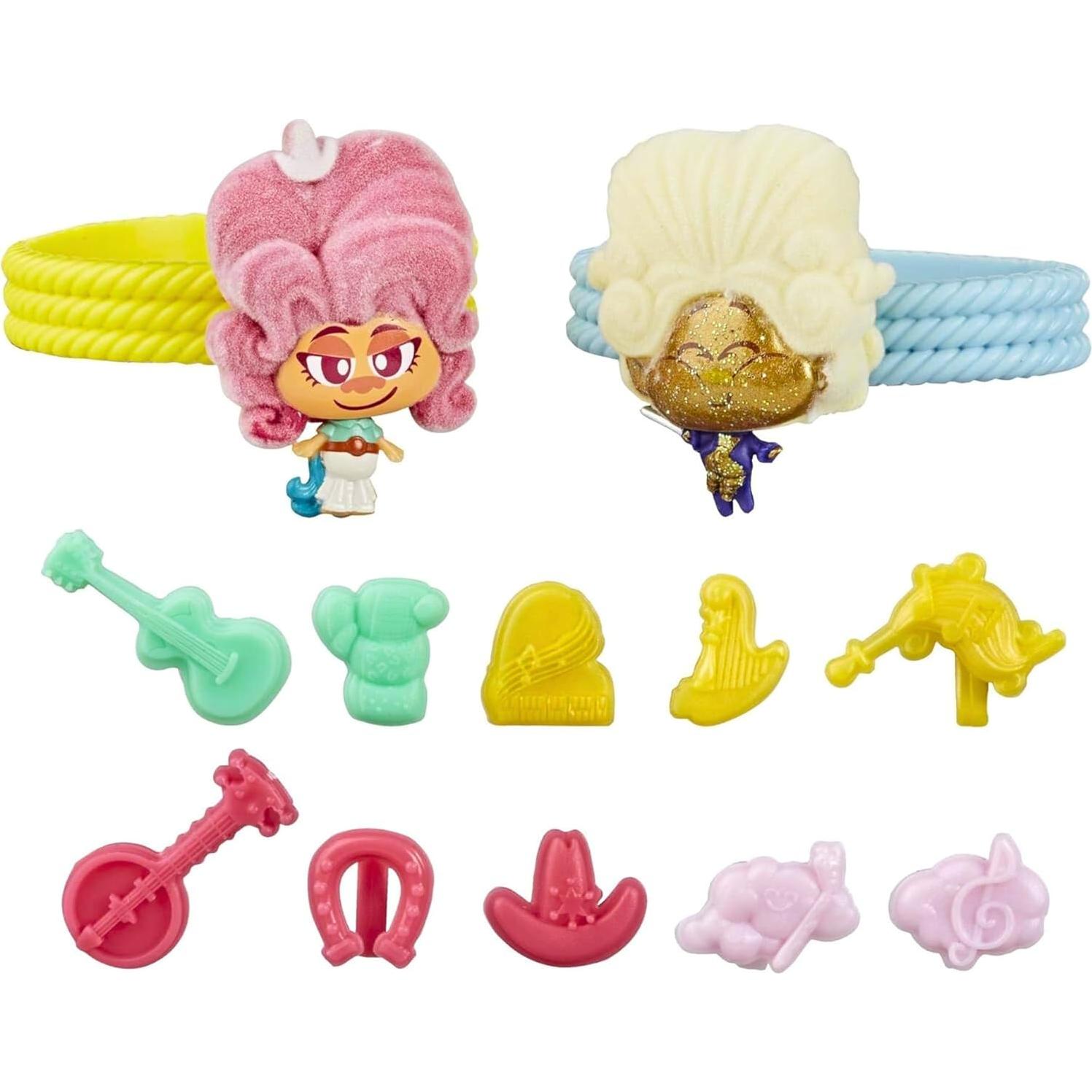 Hasbro Tiny Dancers Trolls World Tour - Paquete de Amigos con 2 Figuras, 2 Pulseras y 10 Charms