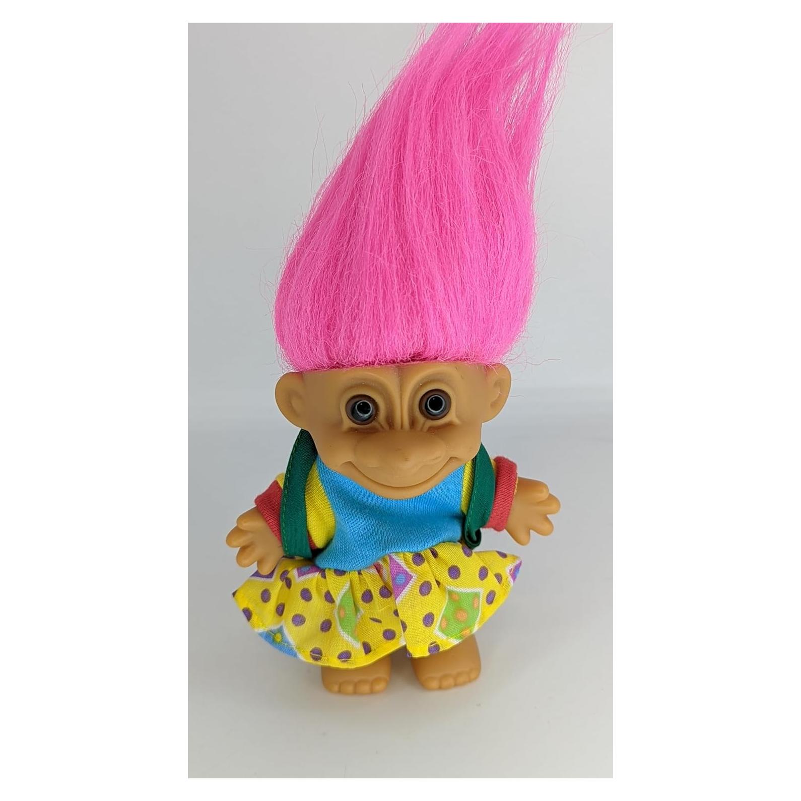 Muñeca Troll Russ 12.7 cm Cabello Rosa Vintage Escolar