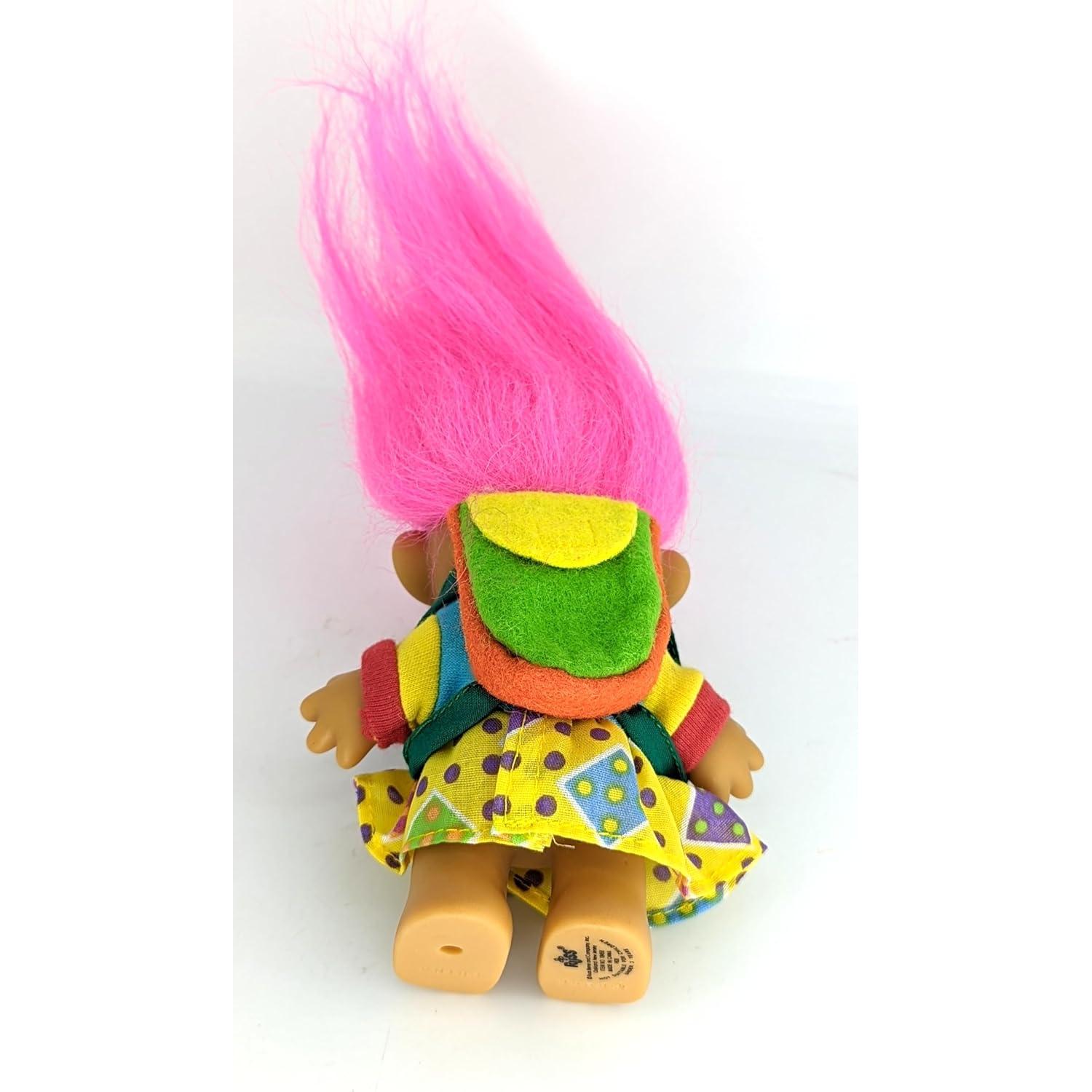 Muñeca Troll Russ 12.7 cm Cabello Rosa Vintage Escolar