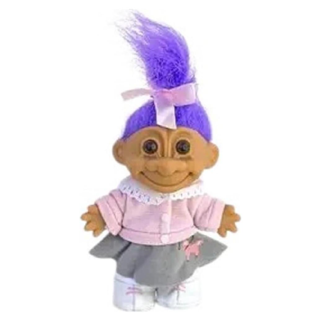 Muñeca Troll Russ Berrie 1950 Falda Poodle Cabello Rosa