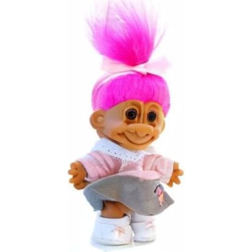 Muñeca Troll Russ Berrie 1950 Falda Poodle Cabello Rosa