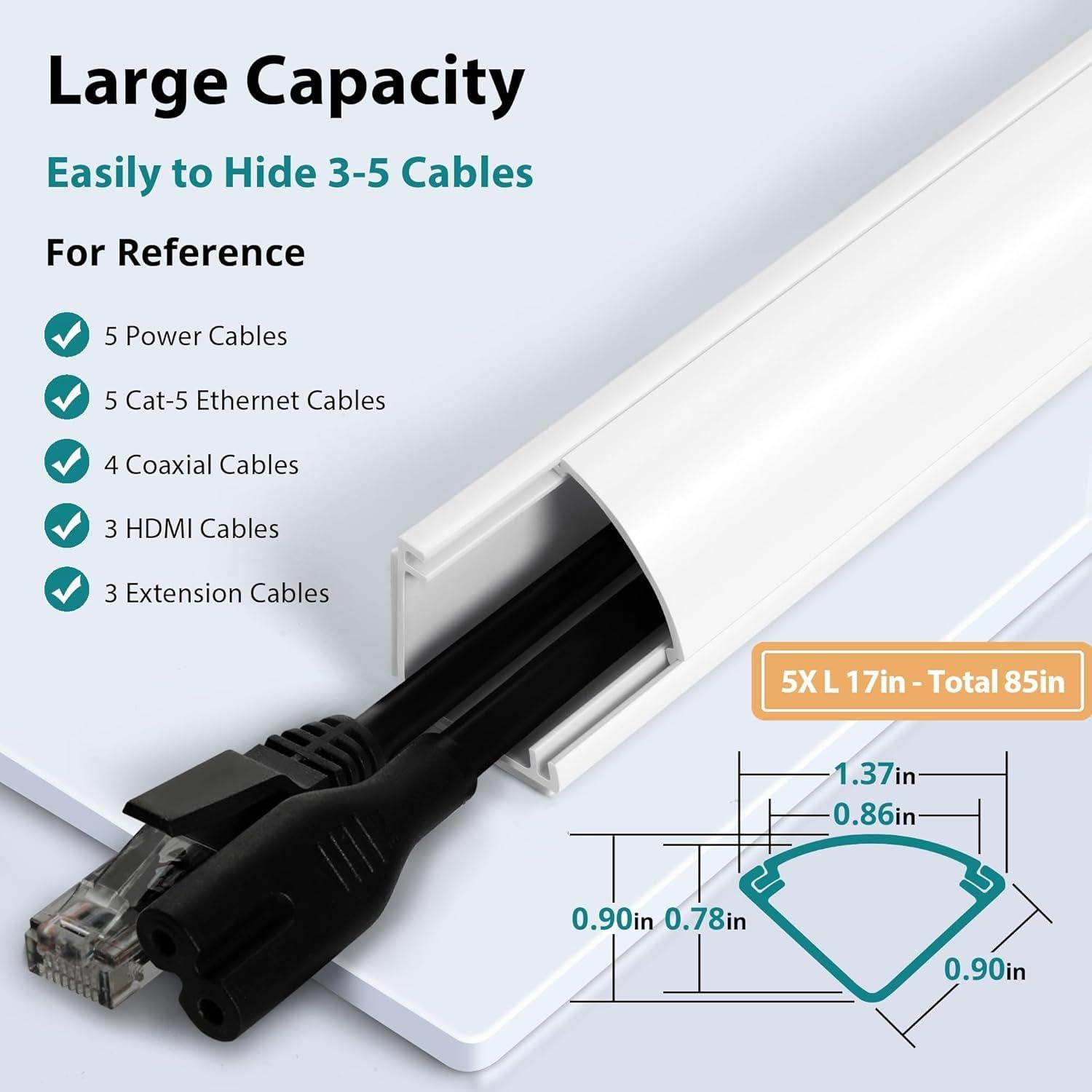 Cubierta de Cable de Esquina ZhiYo 215.9x43.18cm Blanca