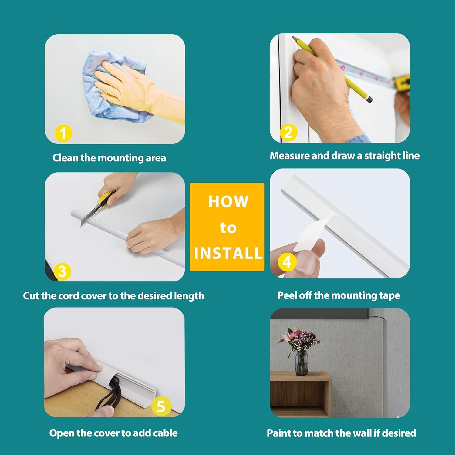 Cubierta de Cable de Esquina ZhiYo 215.9x43.18cm Blanca